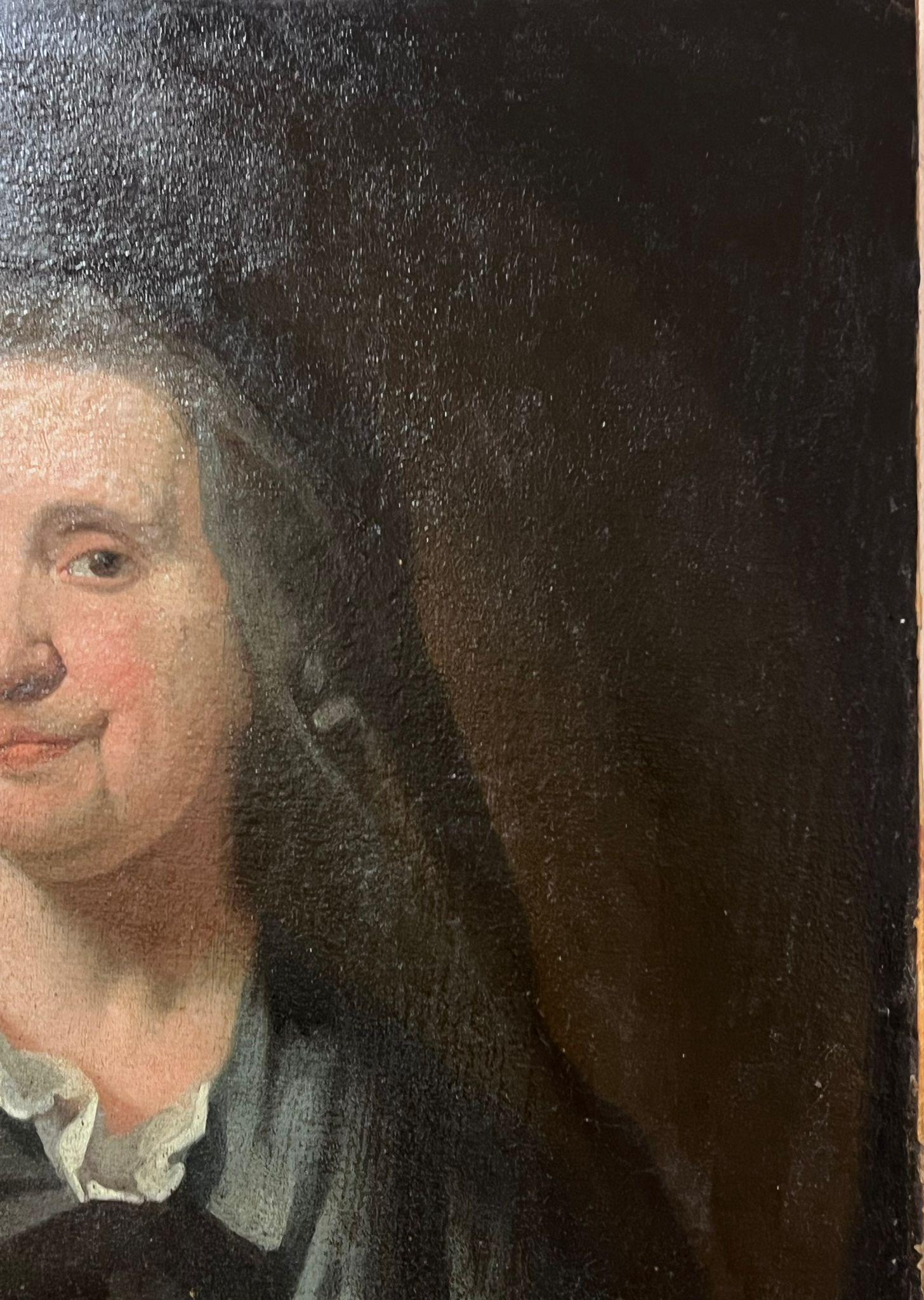 Großes englisches Ölgemälde eines alten Meisters aus dem 18. Jahrhundert, Porträt einer Dame auf Leinwand – Painting von English 18th Century 