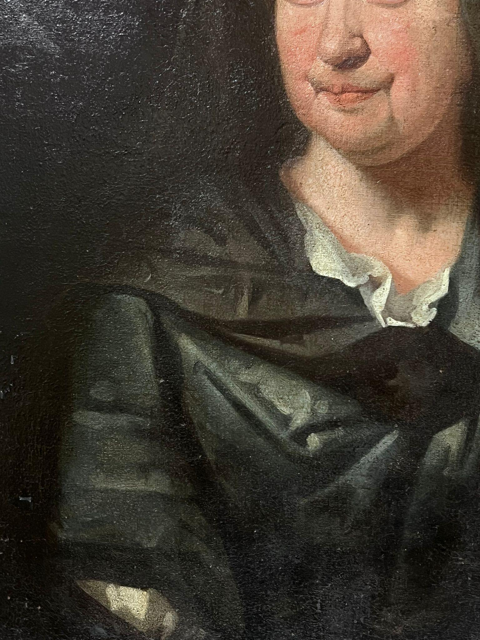 Großes englisches Ölgemälde eines alten Meisters aus dem 18. Jahrhundert, Porträt einer Dame auf Leinwand (Schwarz), Figurative Painting, von English 18th Century 