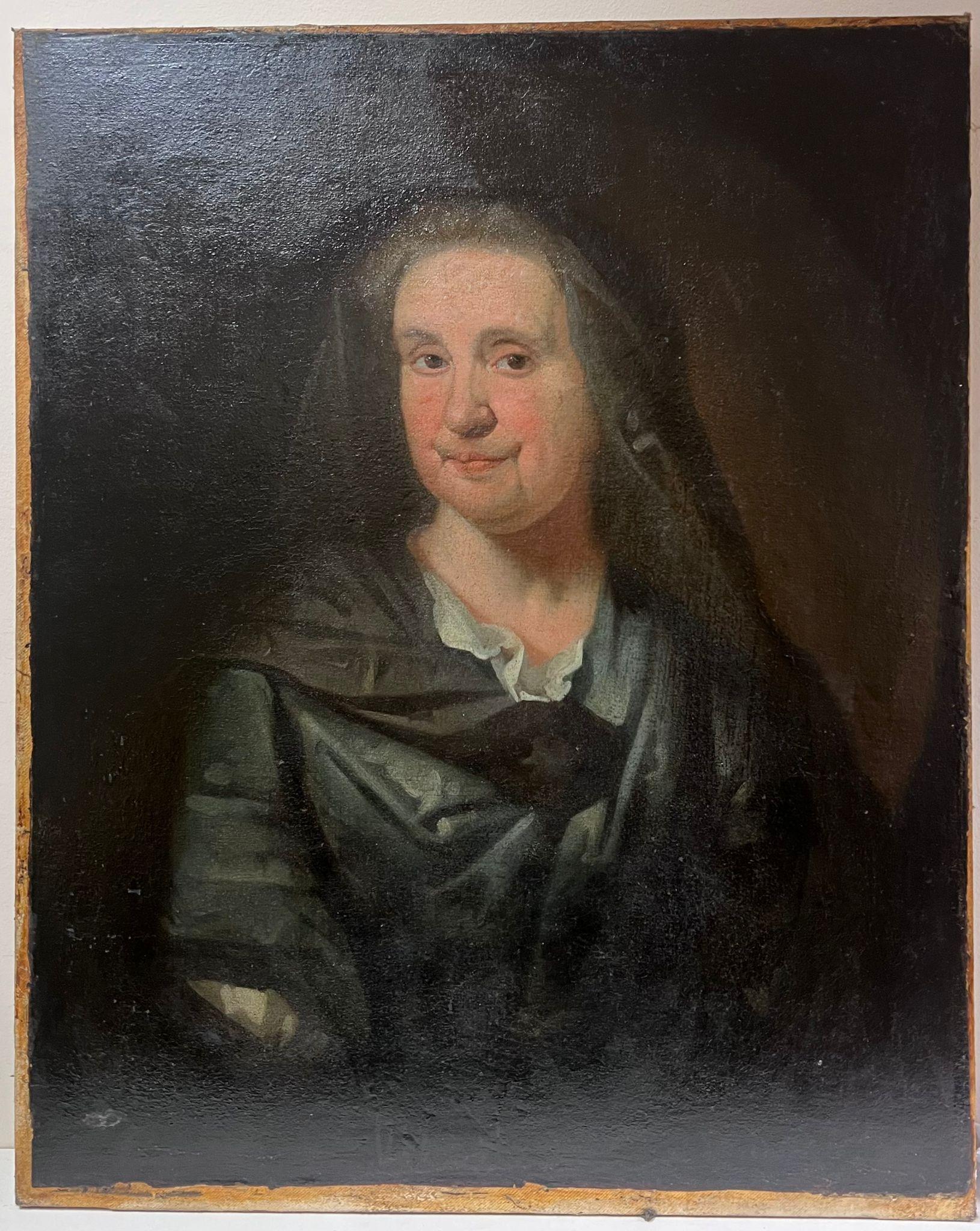 Large 18th Century English Old Master Oil Painting Portrait of Lady on canvas For Sale 3