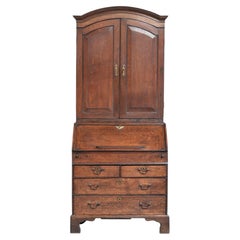 English 18th century antique oak bureau secretary with top/bookcase