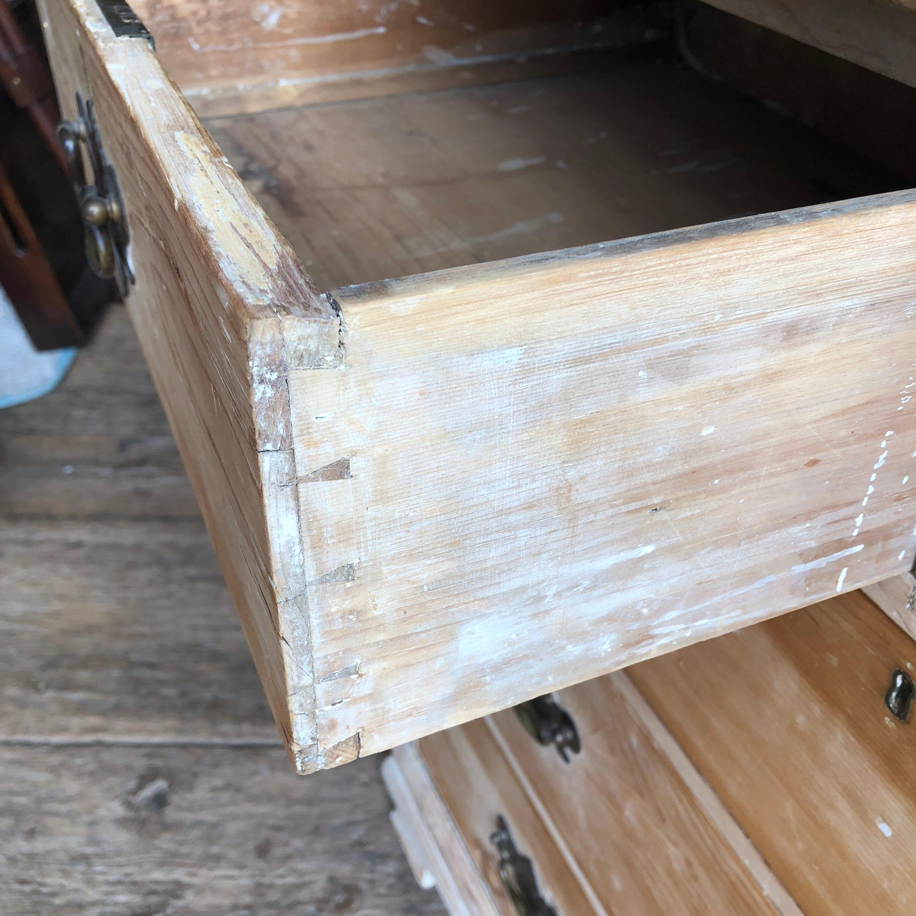 English 18th Century Bleached Pine Chest of Drawers 6