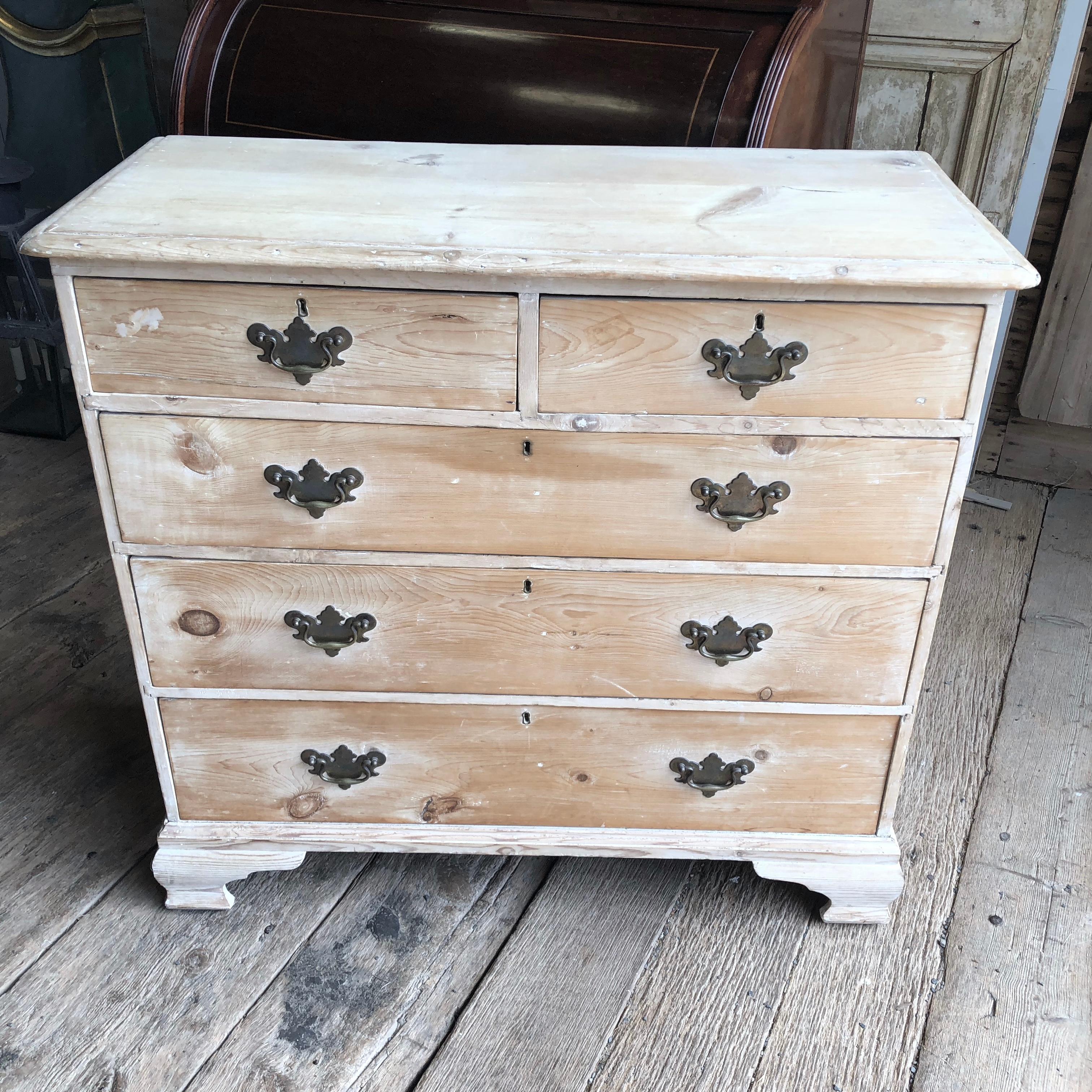 George III English 18th Century Bleached Pine Chest of Drawers
