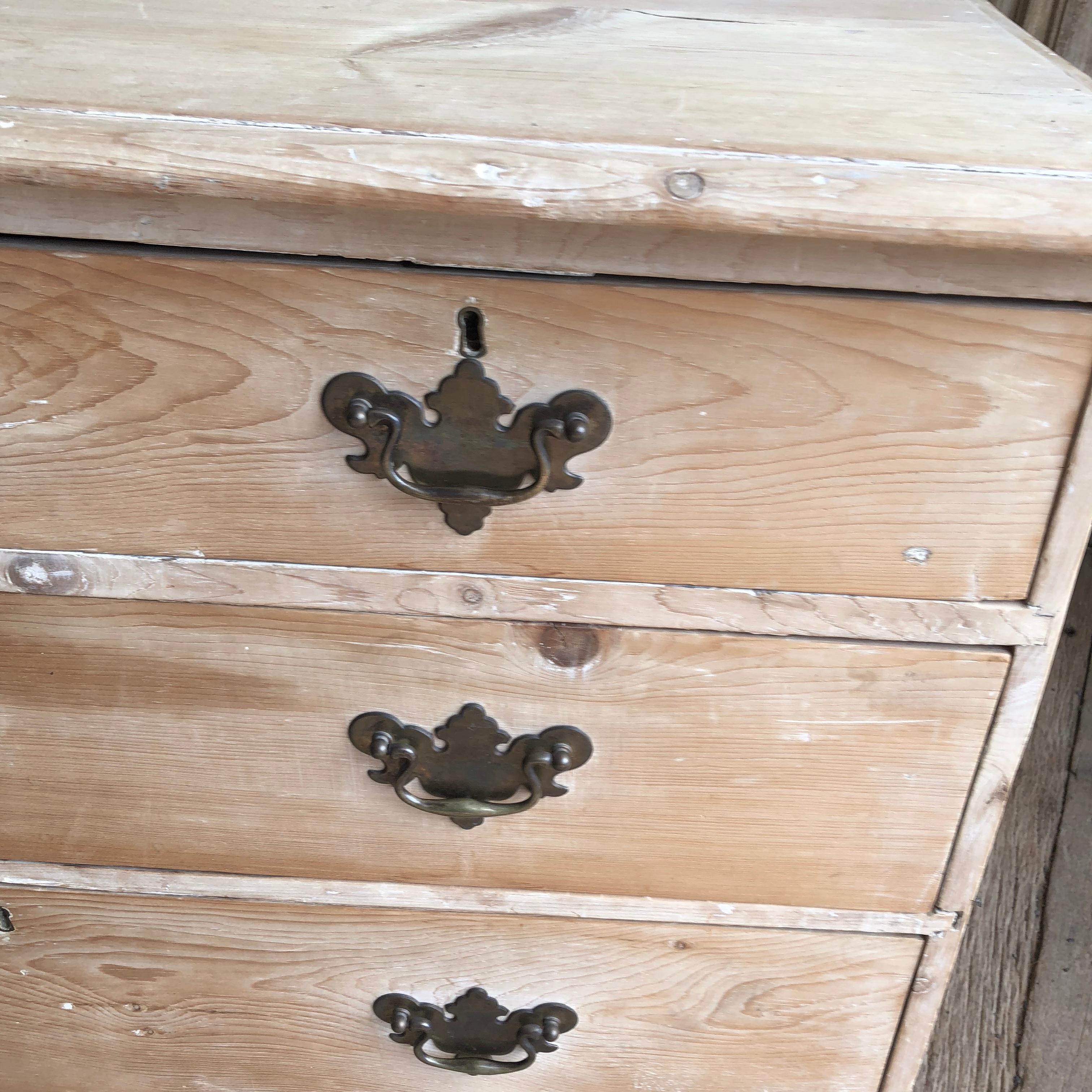 English 18th Century Bleached Pine Chest of Drawers 2