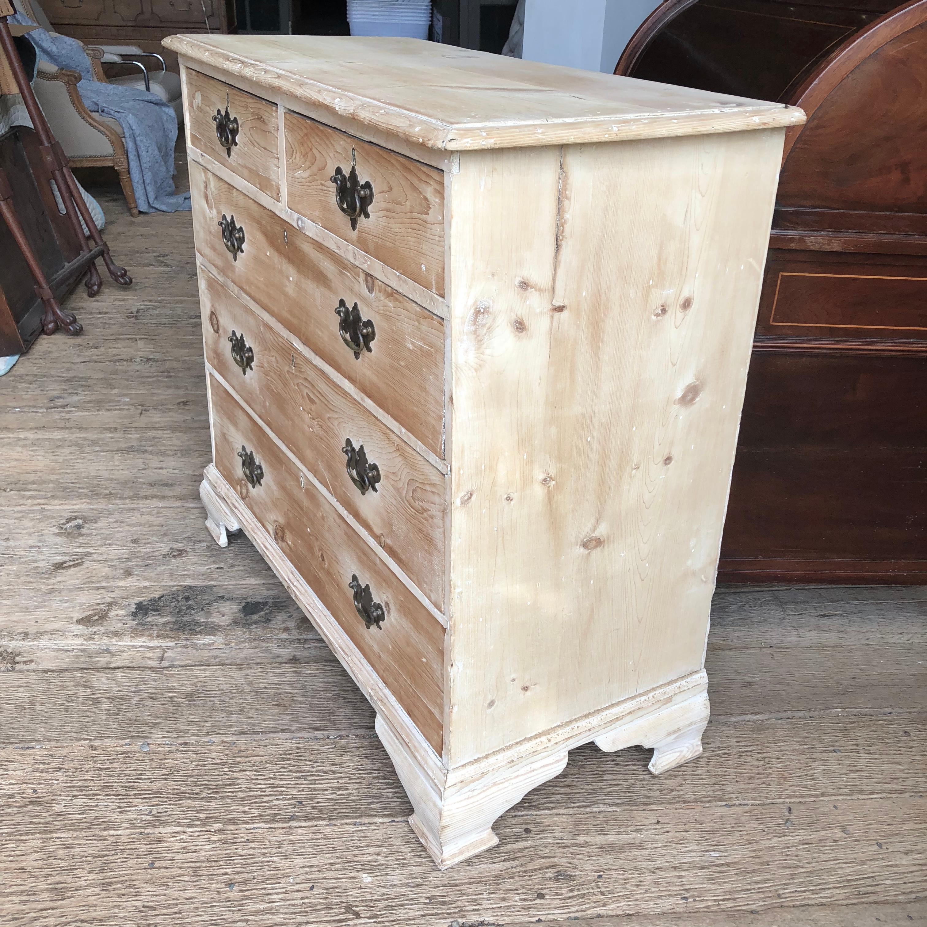 English 18th Century Bleached Pine Chest of Drawers 3