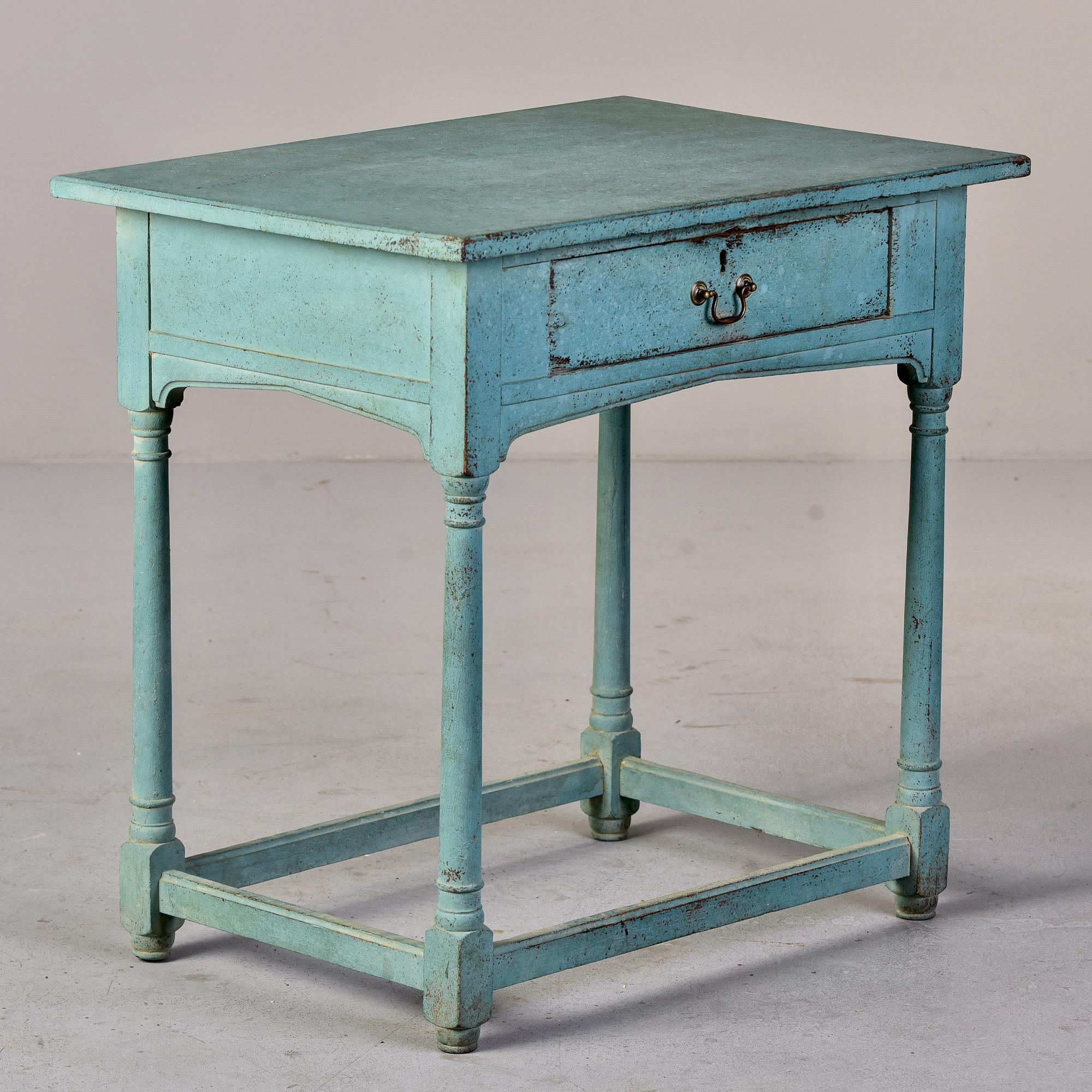 English 18th Century Blue Painted One Drawer Side Table 8