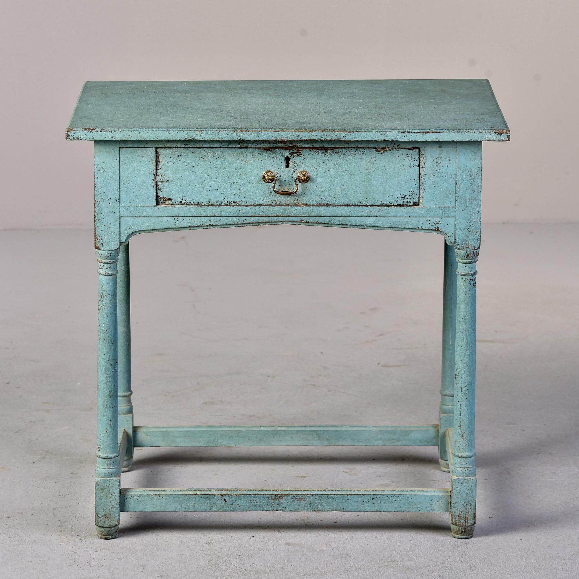 English 18th Century Blue Painted One Drawer Side Table 9
