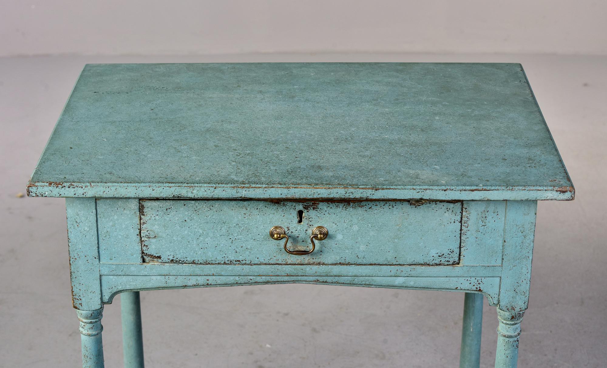 English 18th Century Blue Painted One Drawer Side Table In Good Condition In Troy, MI