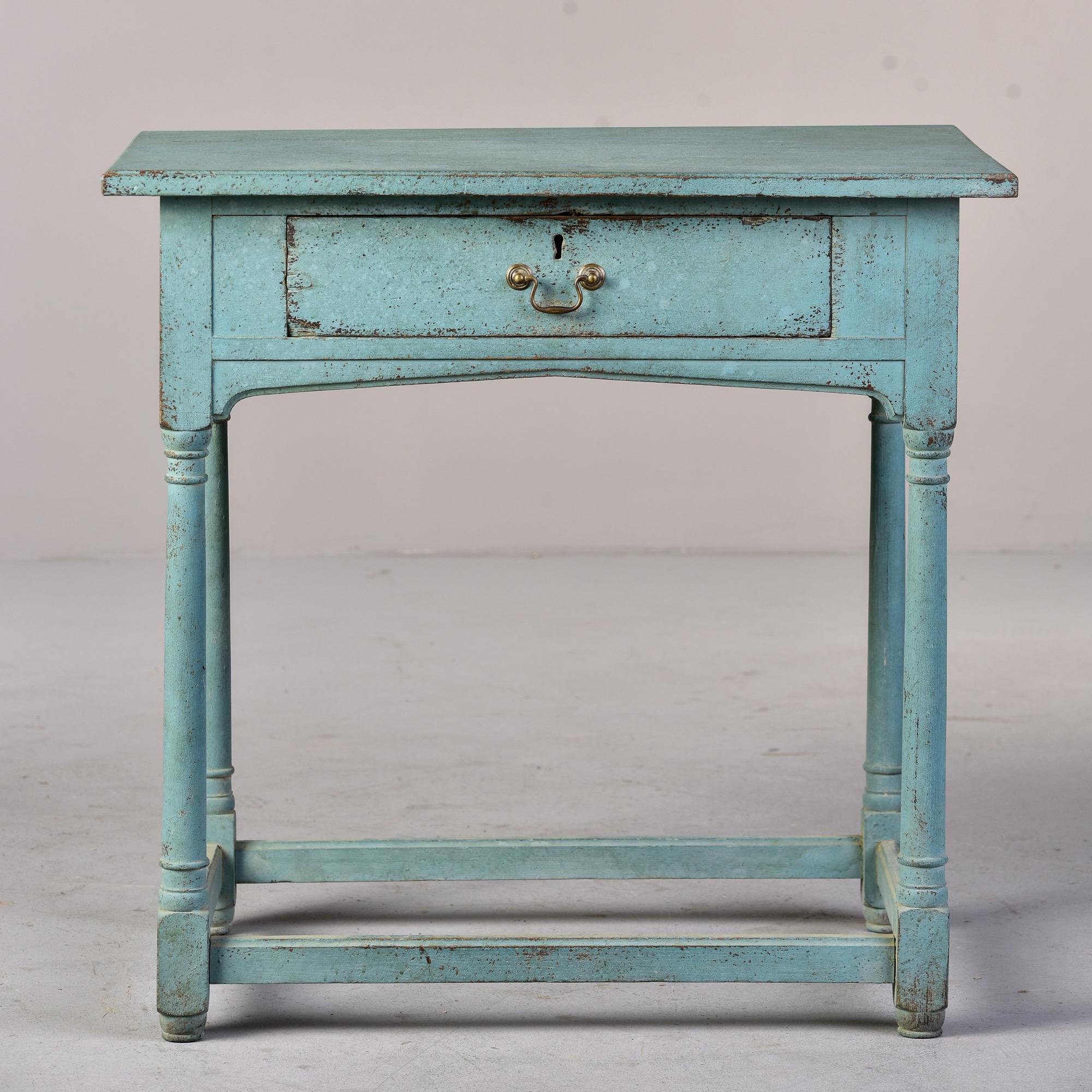 English 18th Century Blue Painted One Drawer Side Table 1