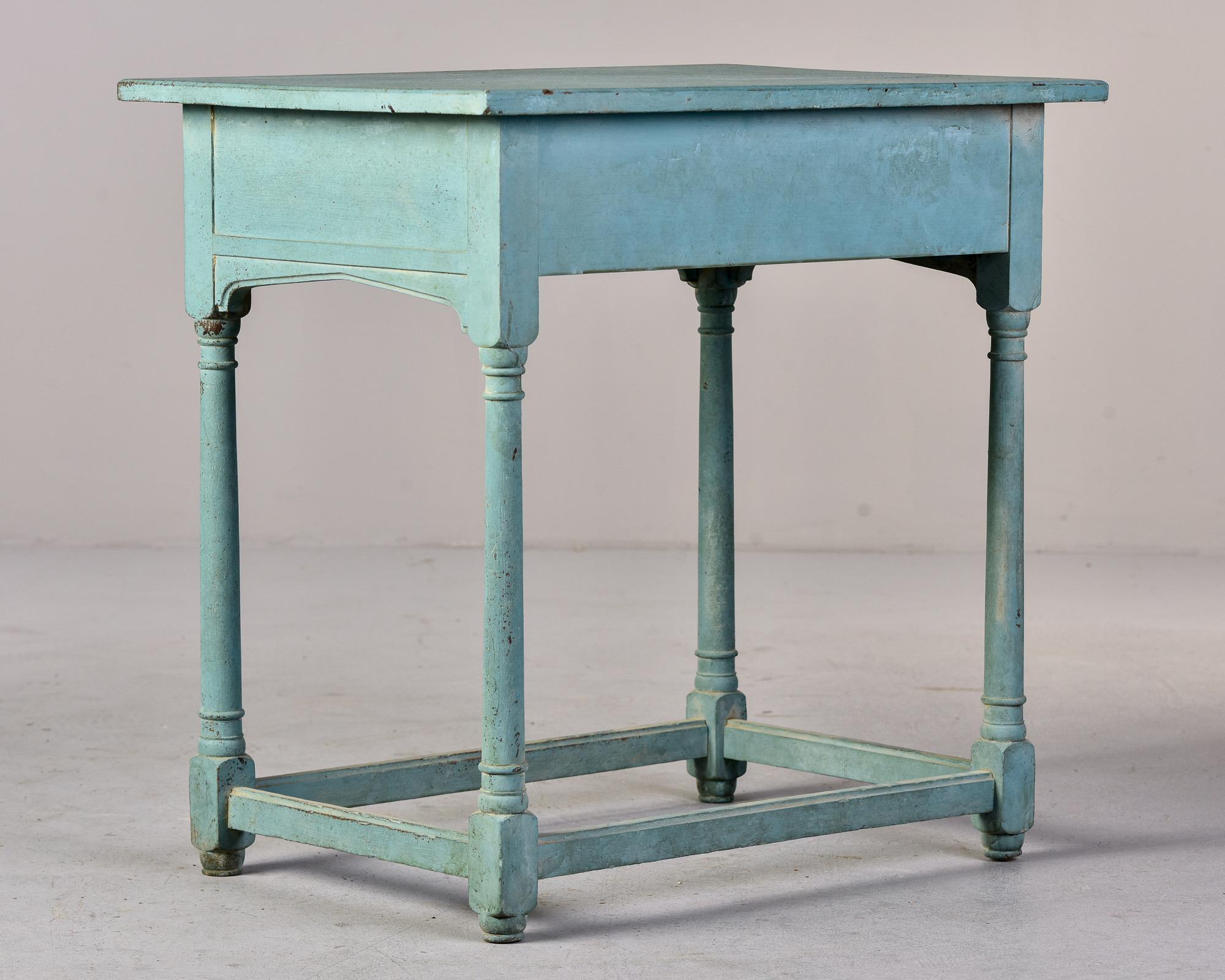 English 18th Century Blue Painted One Drawer Side Table 4