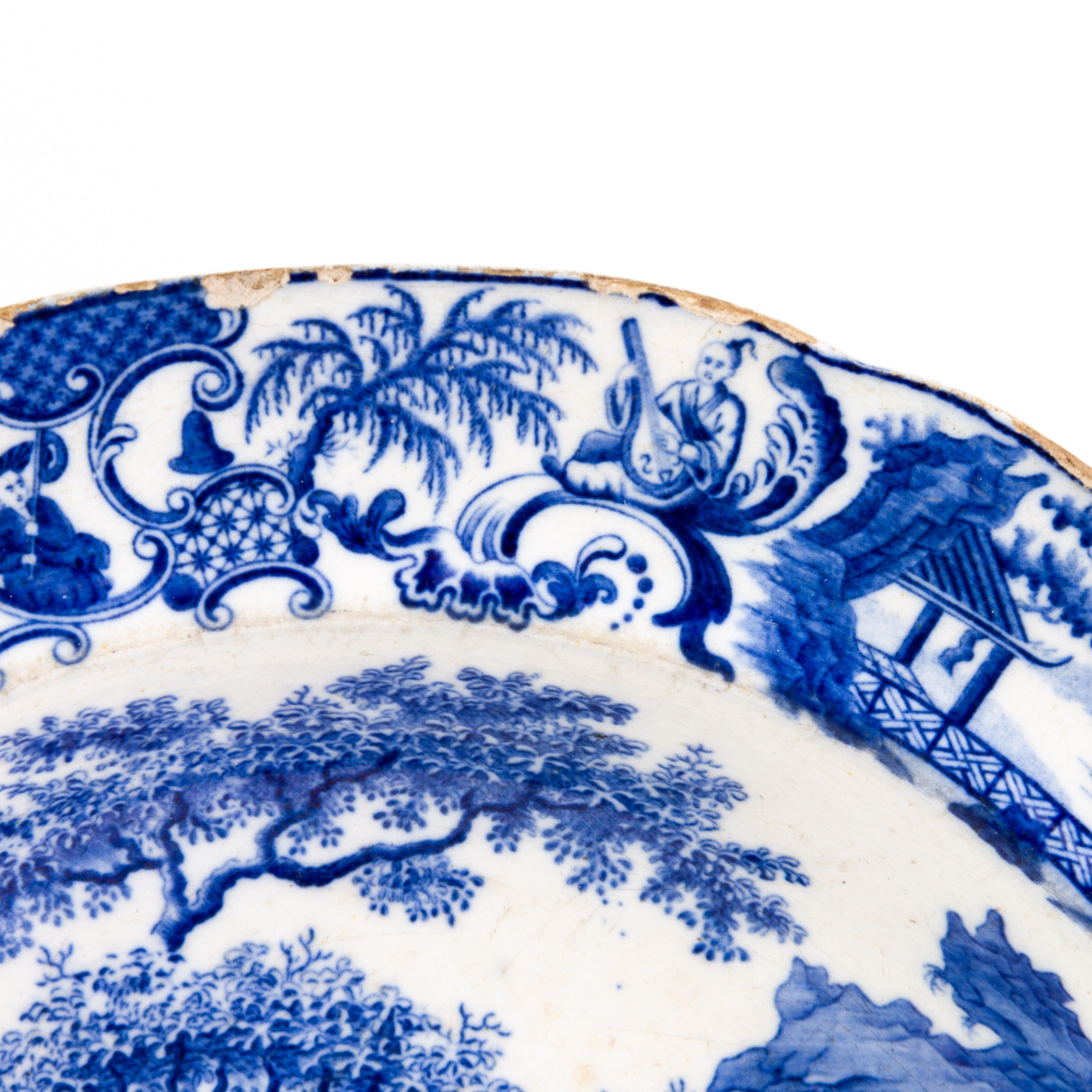 Porcelain English 18th Century Chinese Landscape Transferware Plate