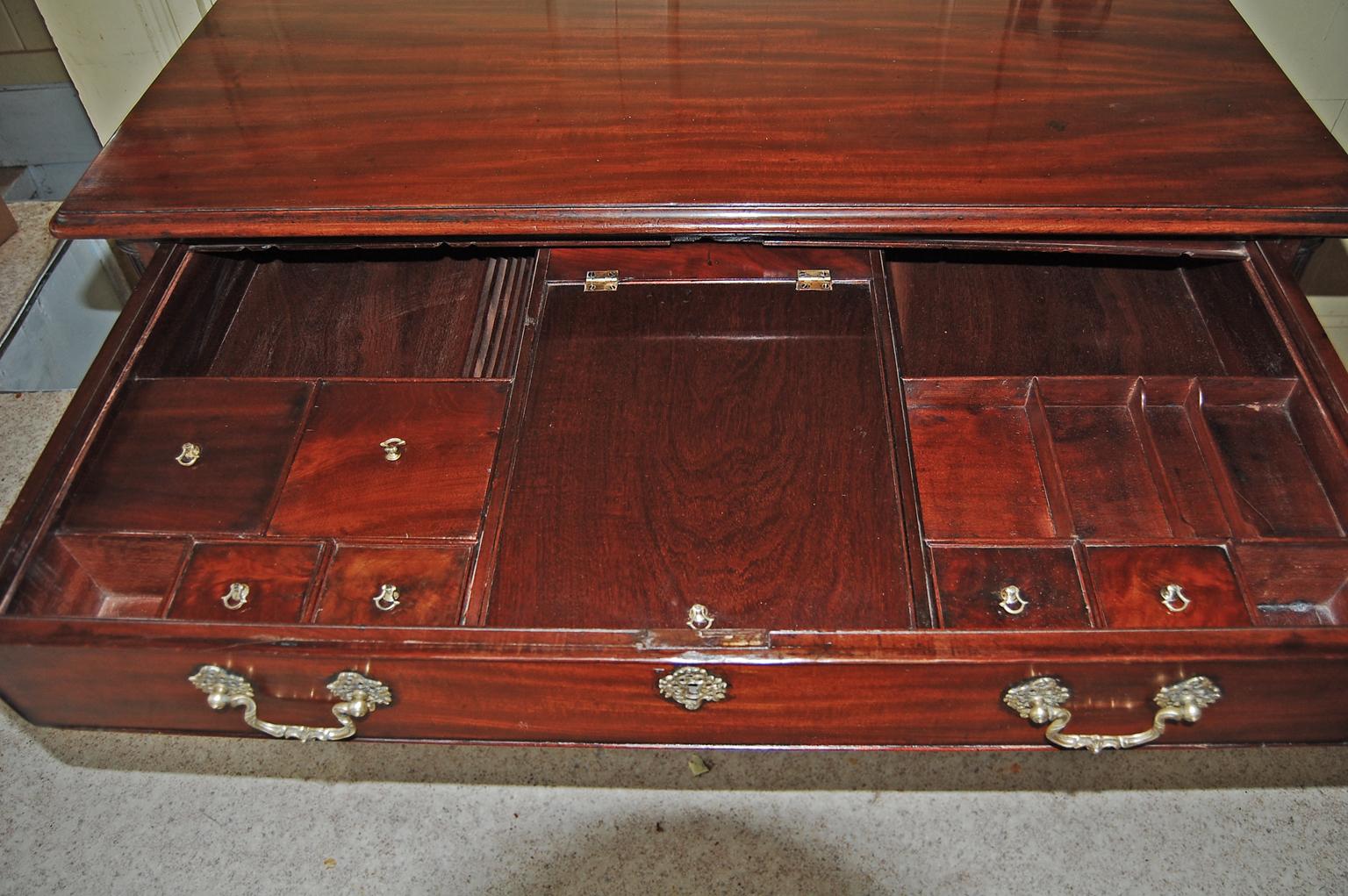 Brass English 18th Century Gentleman's Dressing Chest of Drawers, Fitted Top Drawer For Sale