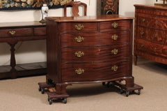 English 18th Century George III Mahogany Serpentine Chest with Crossbanded Top