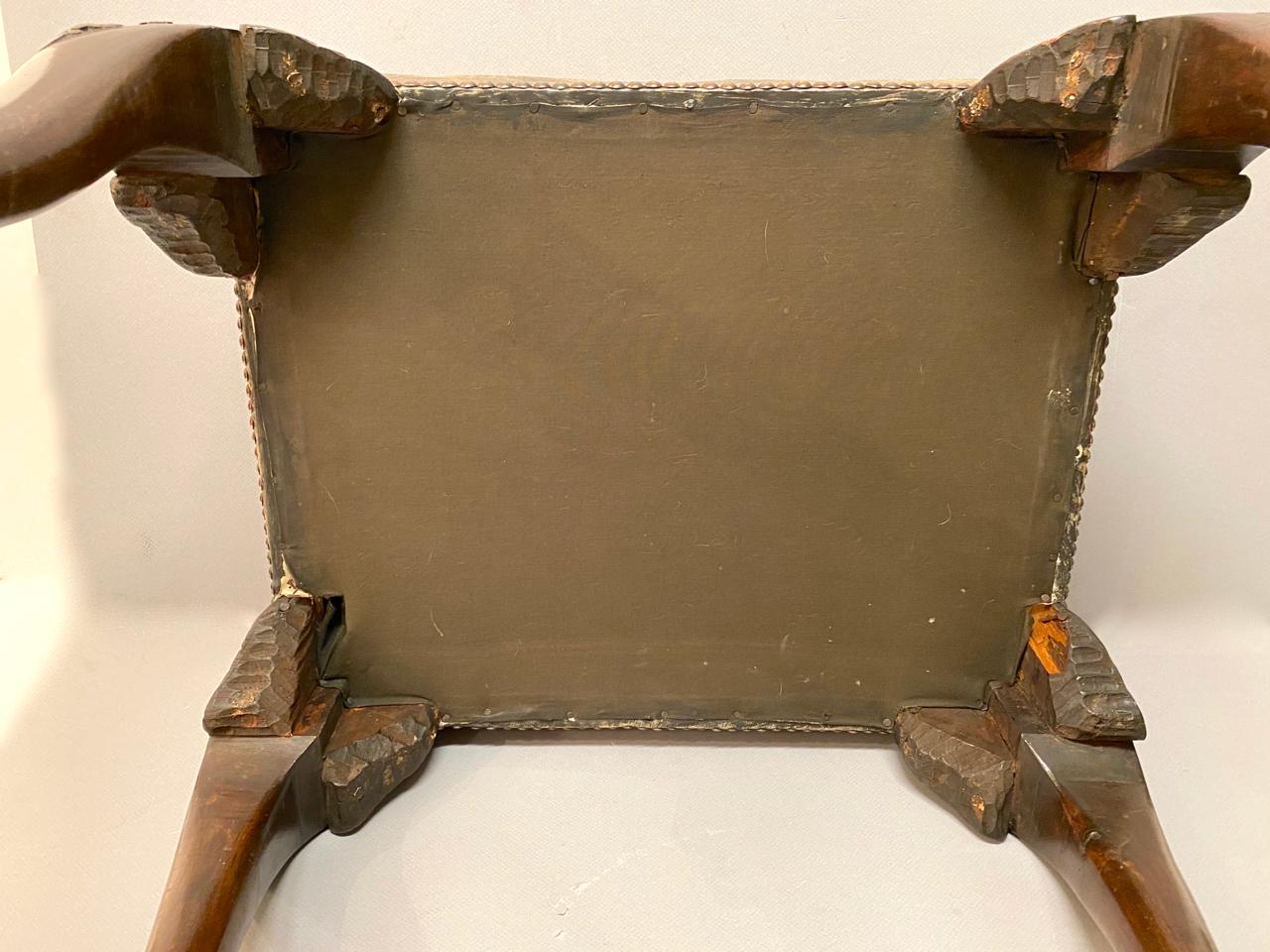 Leather English 18th Century George III Stool For Sale