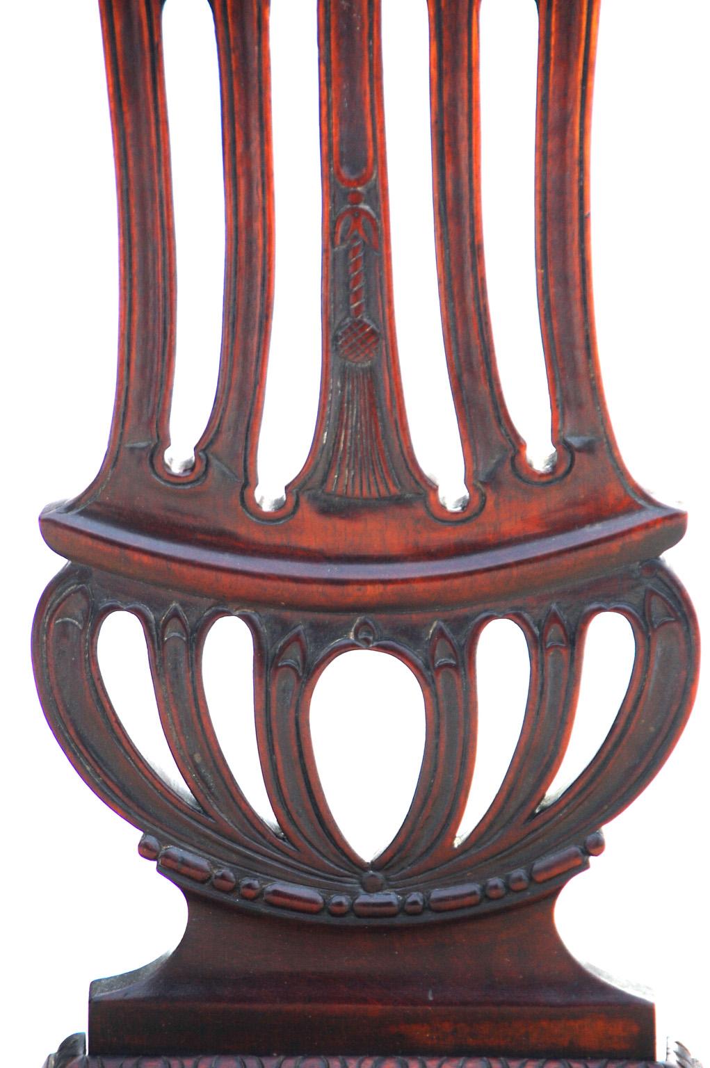 English 18th Century Georgian Chippendale Carved Mahogany Armchair Vase Splat 1