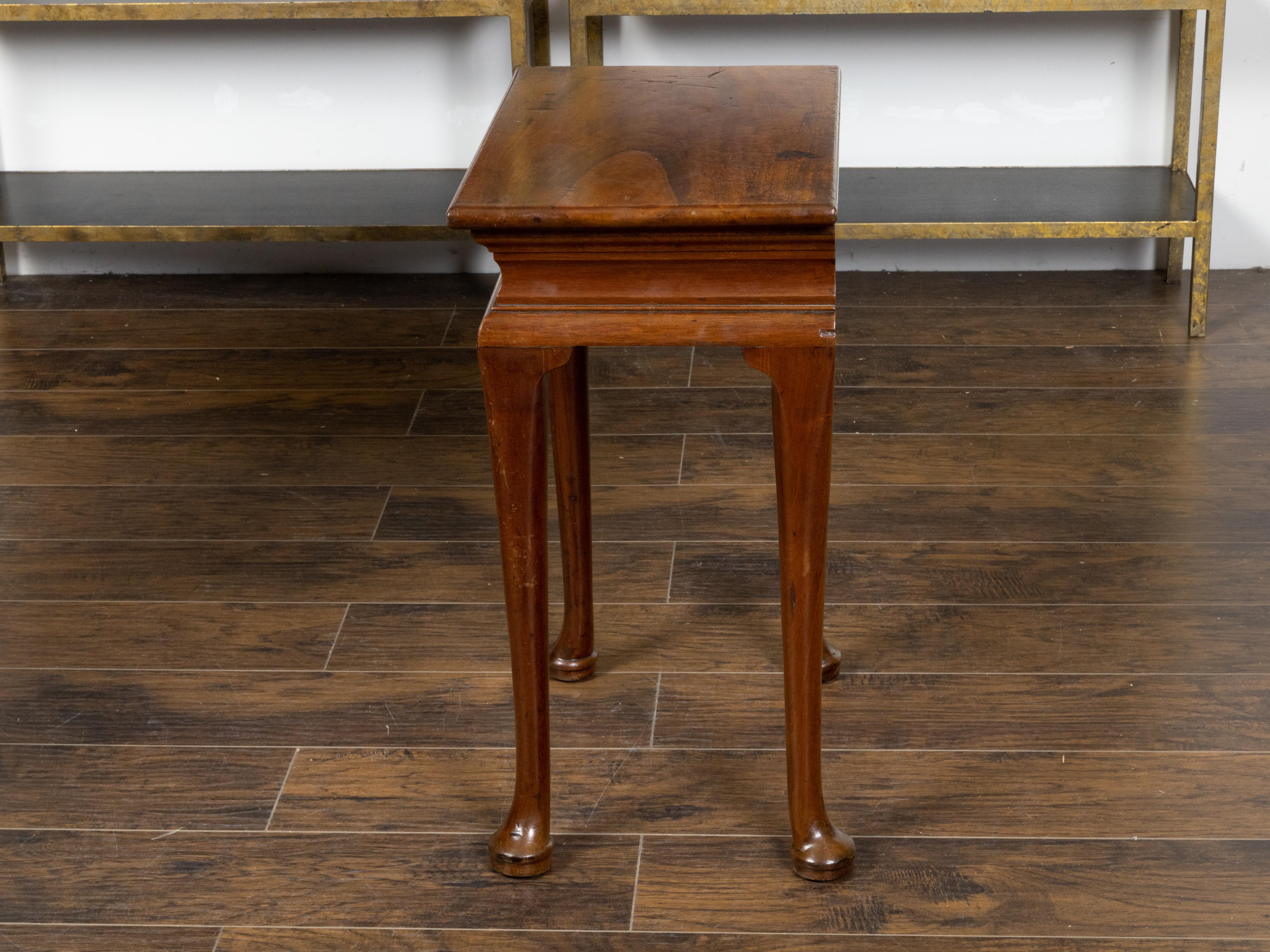 18th Century and Earlier English 18th Century Georgian Period Walnut Console Table with Pad Feet For Sale