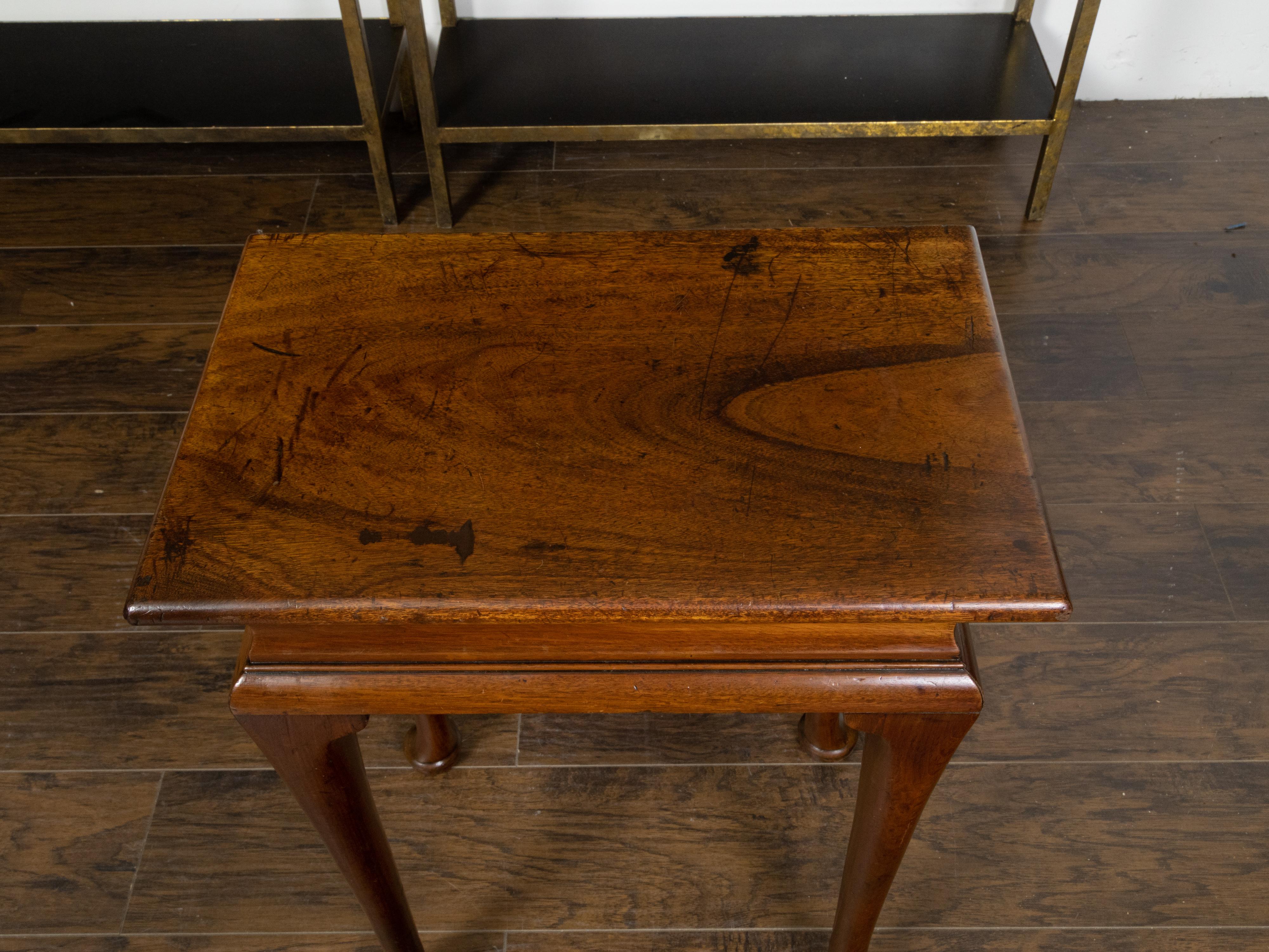 English 18th Century Georgian Period Walnut Console Table with Pad Feet For Sale 4