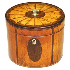 English 18th Century Georgian Satinwood Oval Tea Caddy