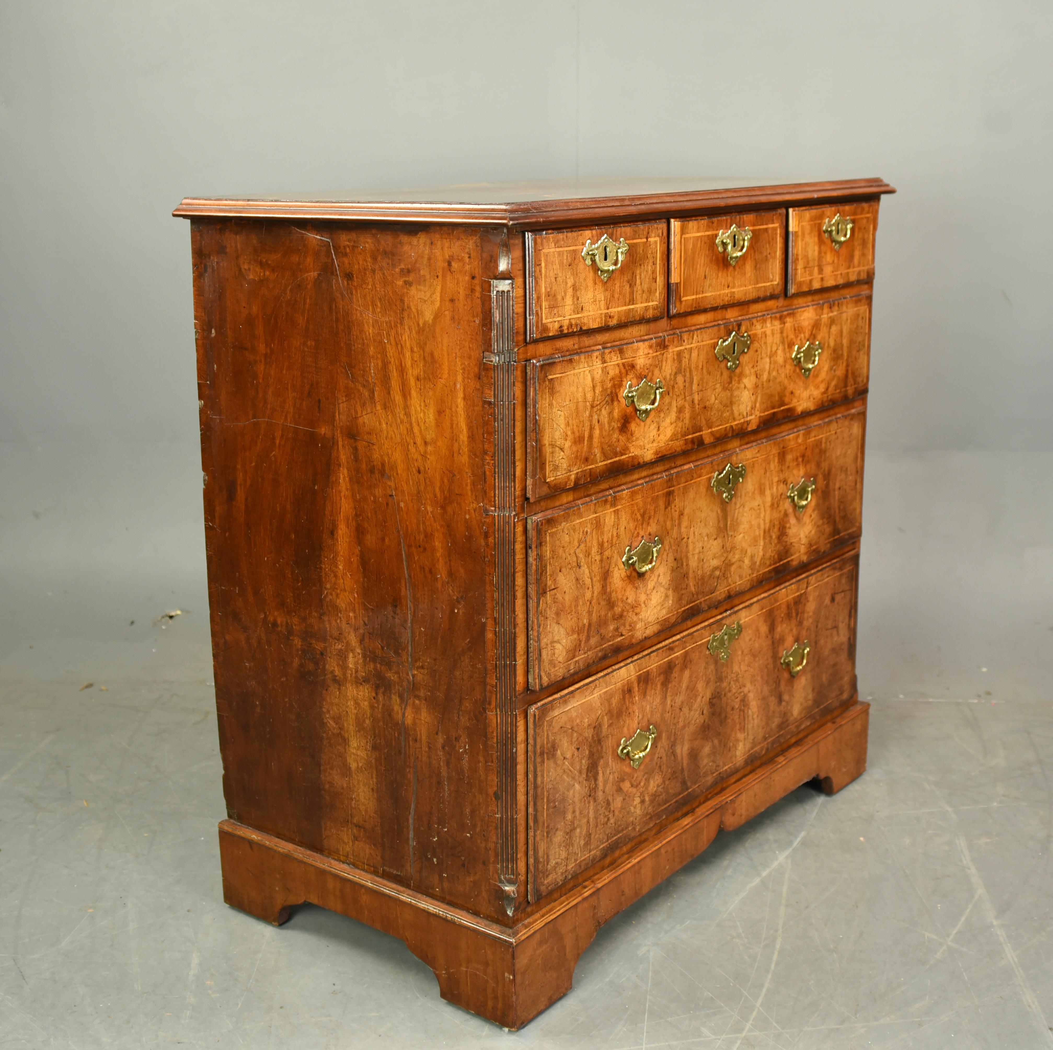 Mid-18th Century English 18th century Georgian walnut commode /chest of drawers 