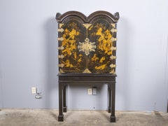 English 18th Century Japanned Chinoiserie Cabinet on 19th Century Stand