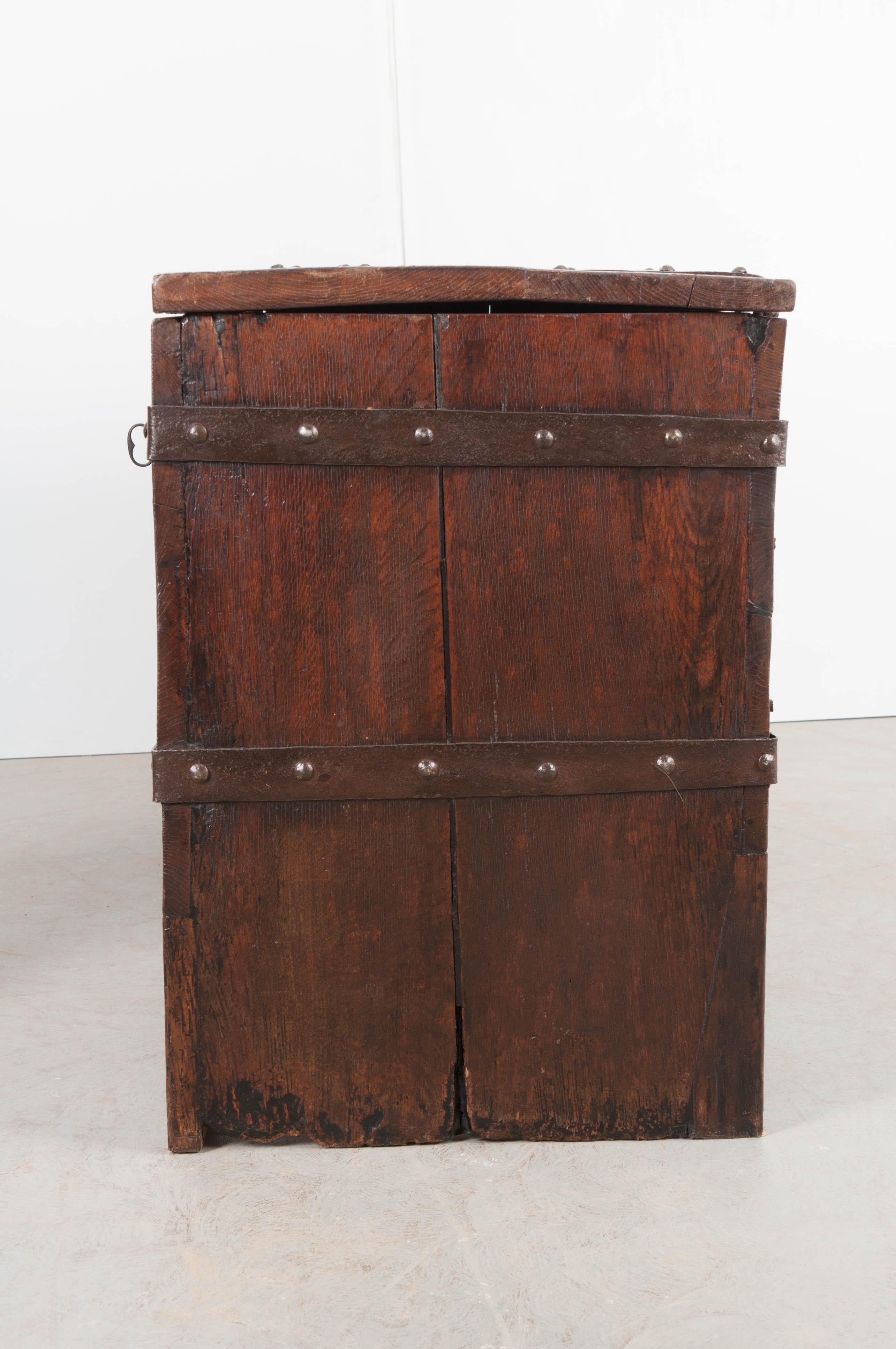 Spanish 18th Century Oak and Iron Bound Trunk 3