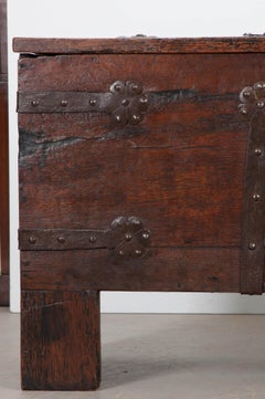 Spanish 18th Century Oak and Iron Bound Trunk