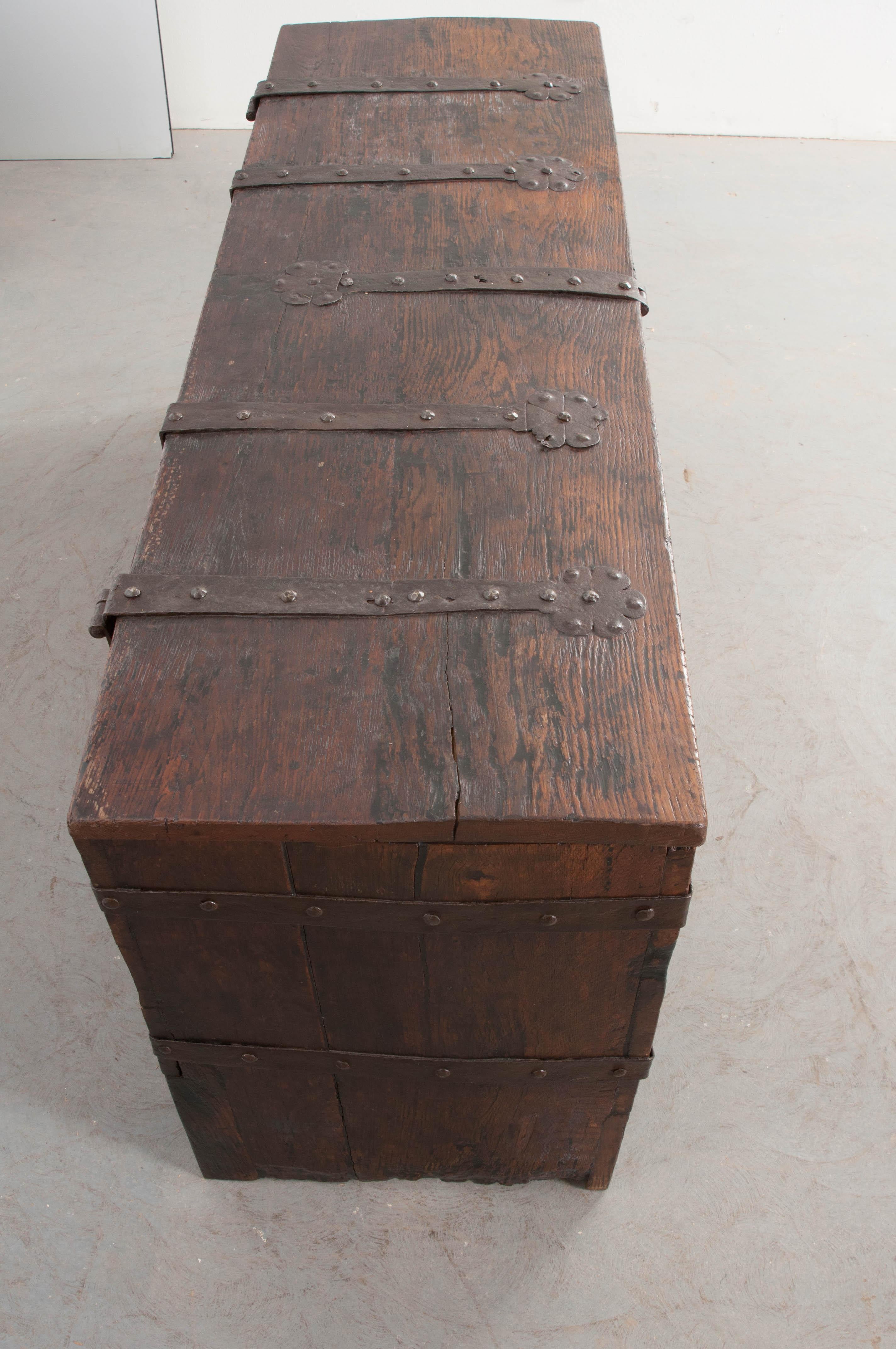 Spanish Colonial Spanish 18th Century Oak and Iron Bound Trunk