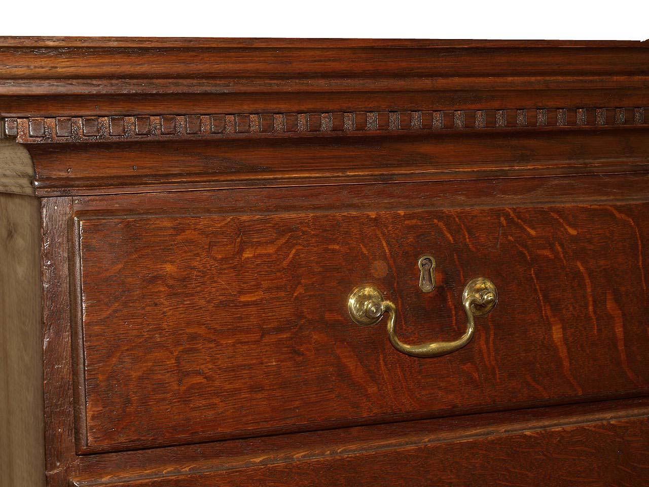 Brass English 18th Century Oak Chest on Chest For Sale