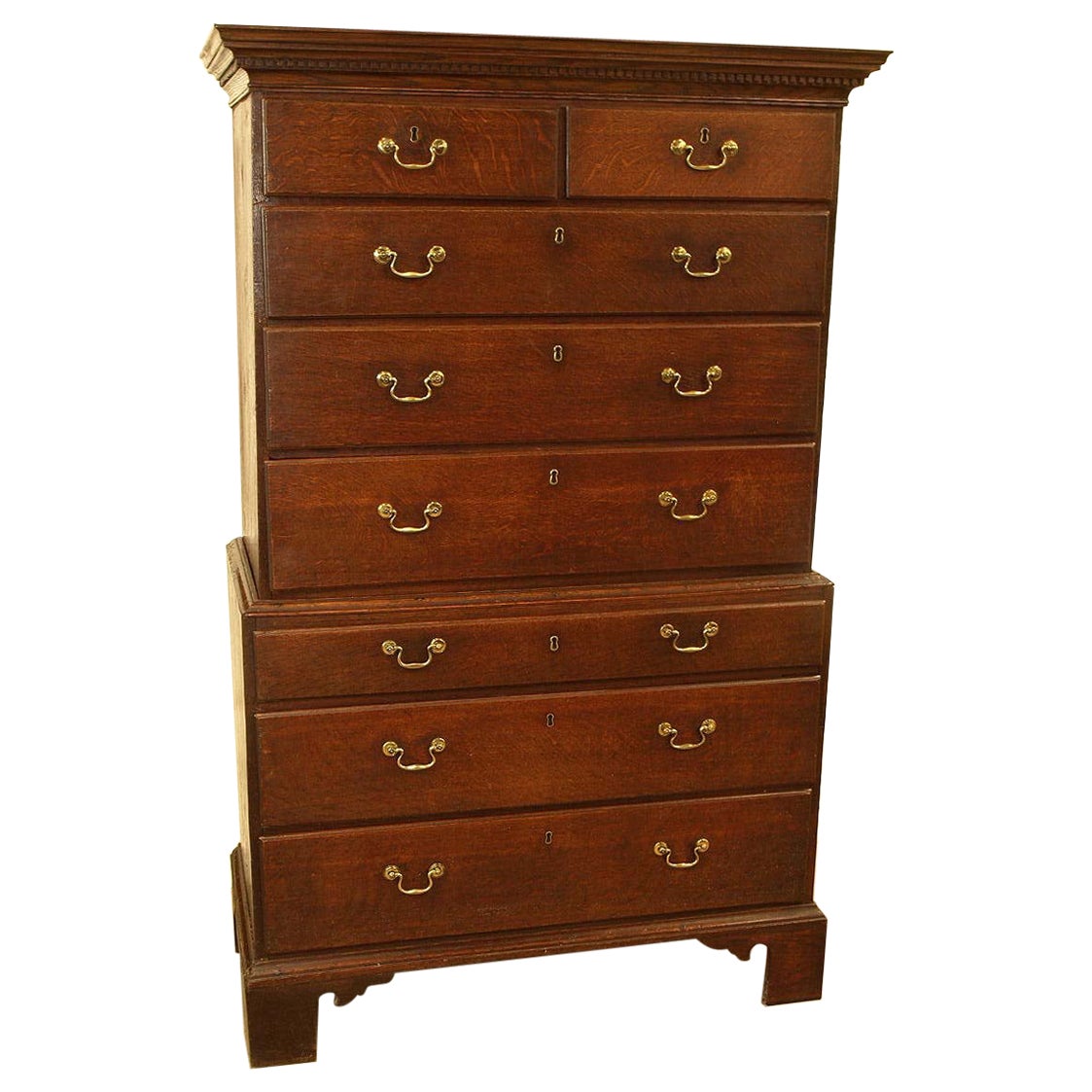 English 18th Century Oak Chest on Chest