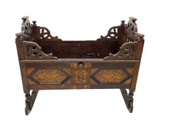English 18th century oak children's cradle