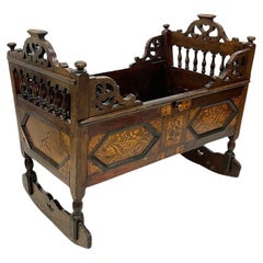 Used English 18th century oak children's cradle