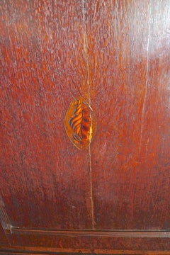 English 18th Century Oak Corner Wall Cabinet with Small Inlay and Two Shelves