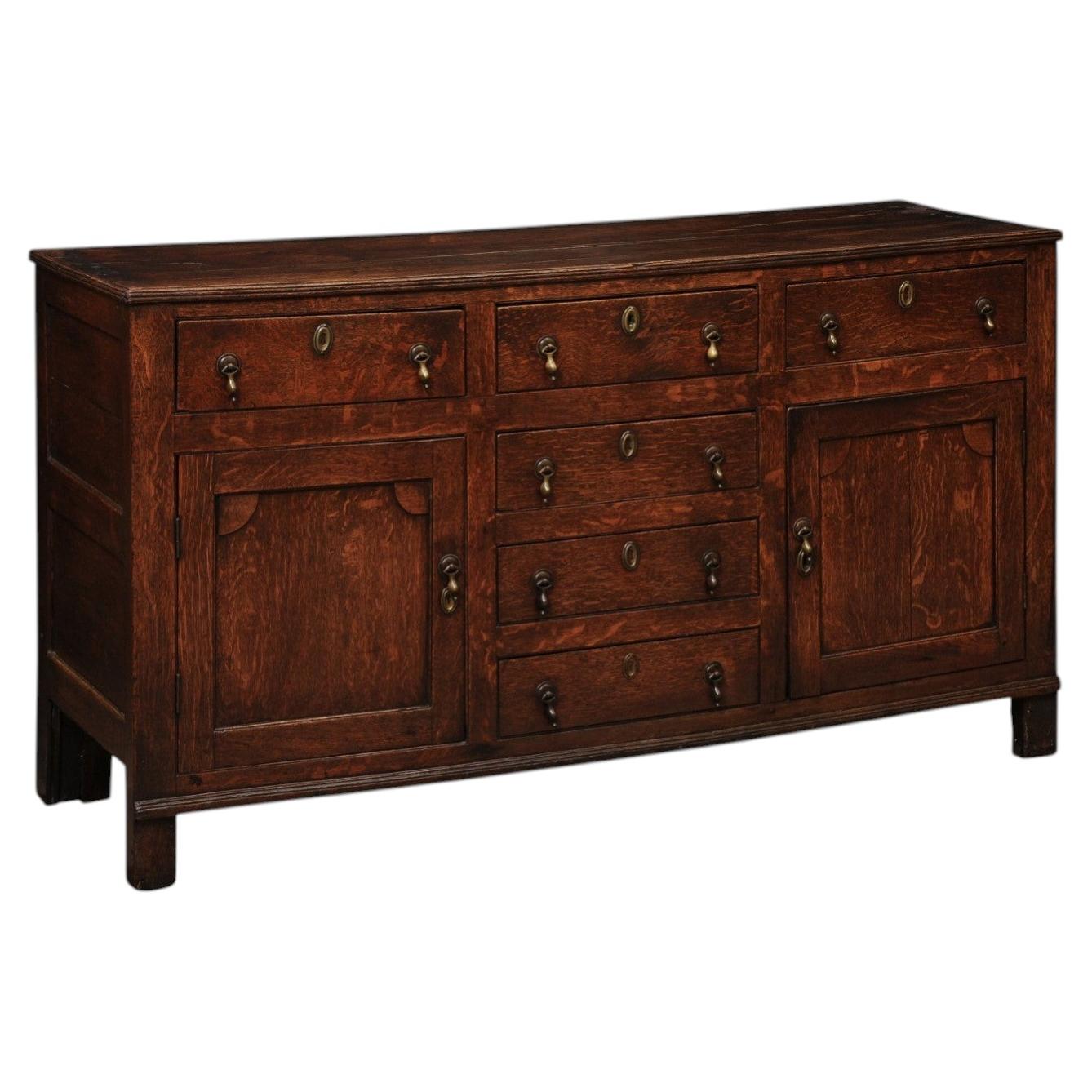 English 18th Century Oak Dresser Base Cabinet