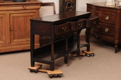 English 18th Century Oak Dresser Base Server with 3 Drawers