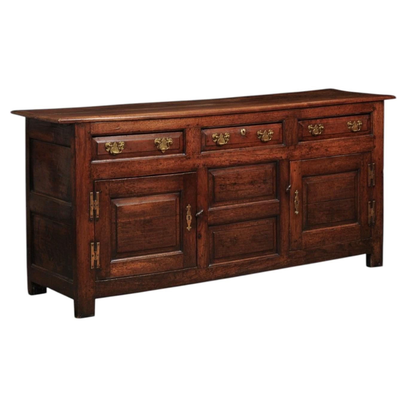 English 18th Century Oak Dresser Base with 3 Drawers
