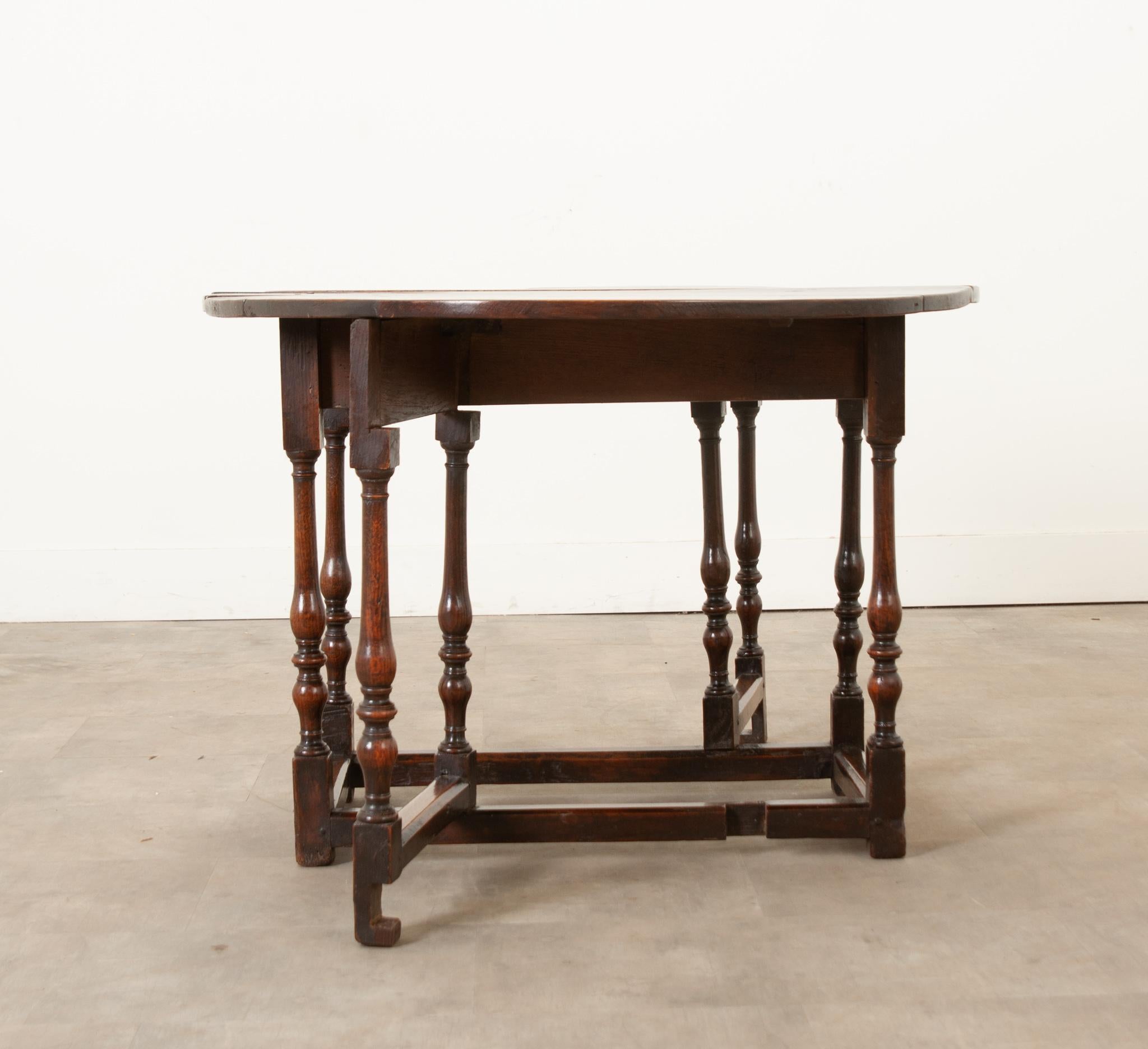 Hand-Carved English 18th Century Oak Gateleg Table