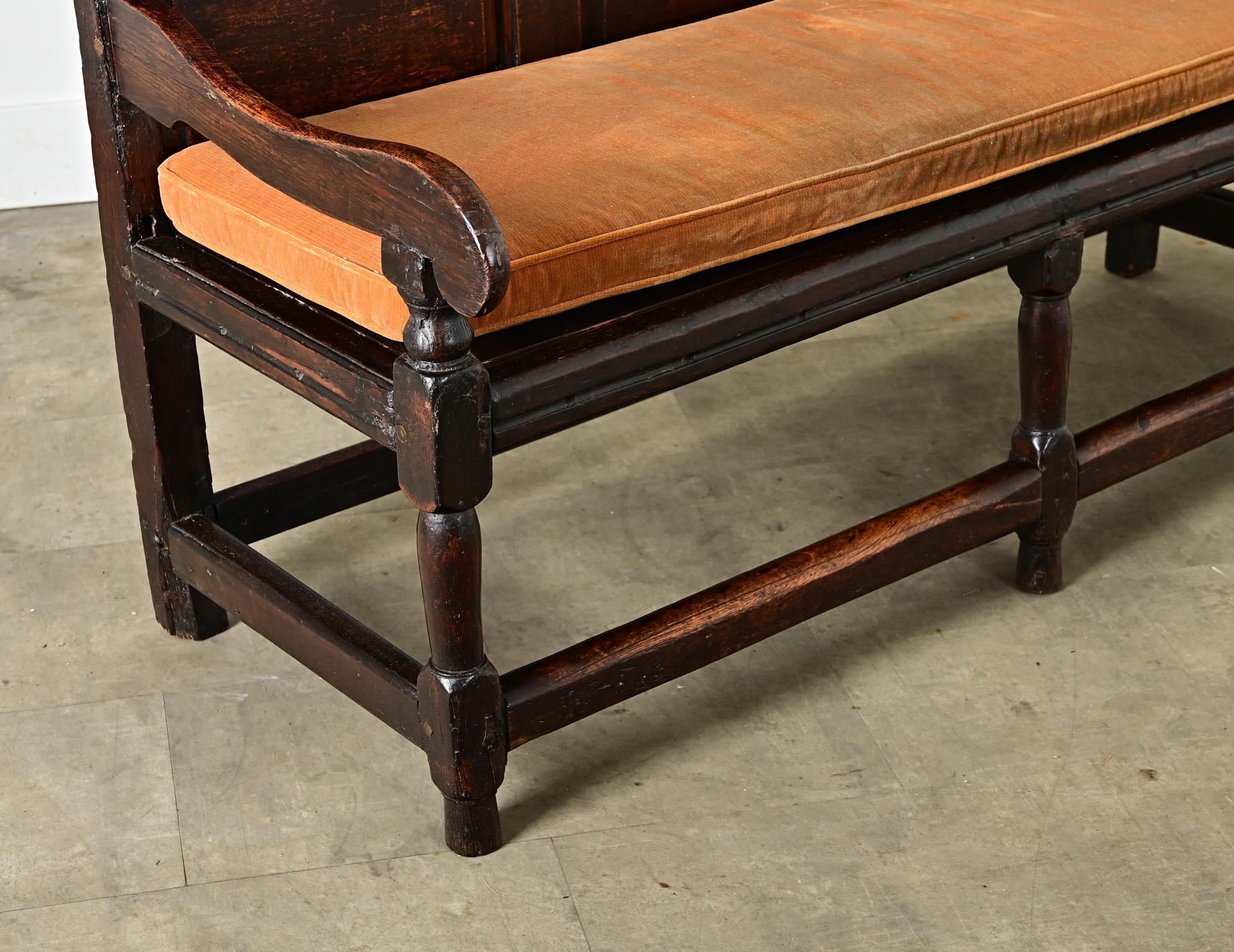 Fabric English 18th Century Oak Hall Bench For Sale