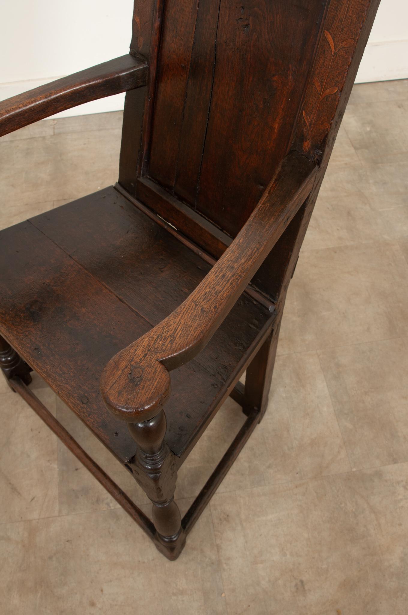 English 18th Century Oak Wainscot Chair For Sale 3