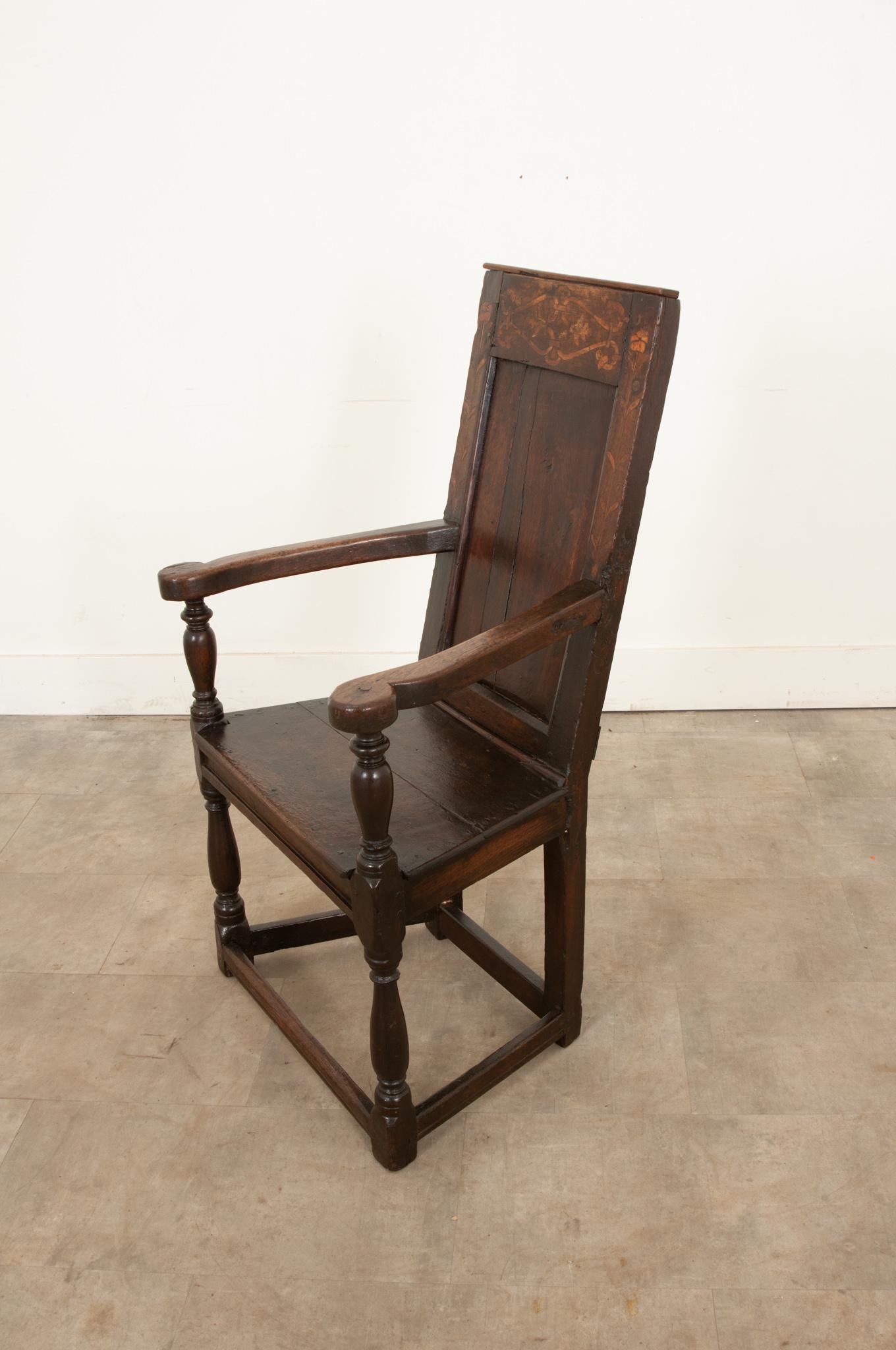 English 18th Century Oak Wainscot Chair In Good Condition For Sale In Baton Rouge, LA