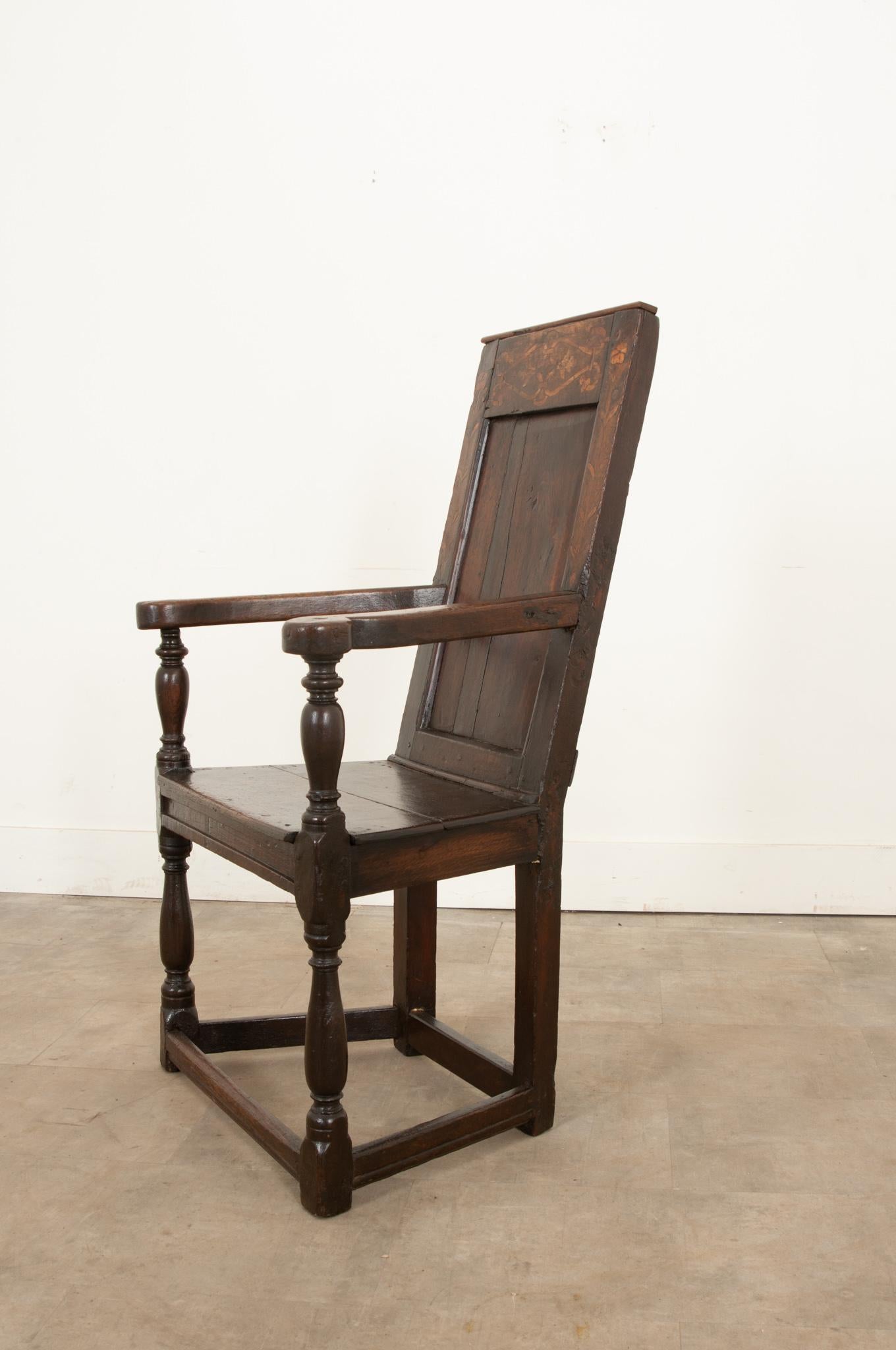18th Century and Earlier English 18th Century Oak Wainscot Chair For Sale