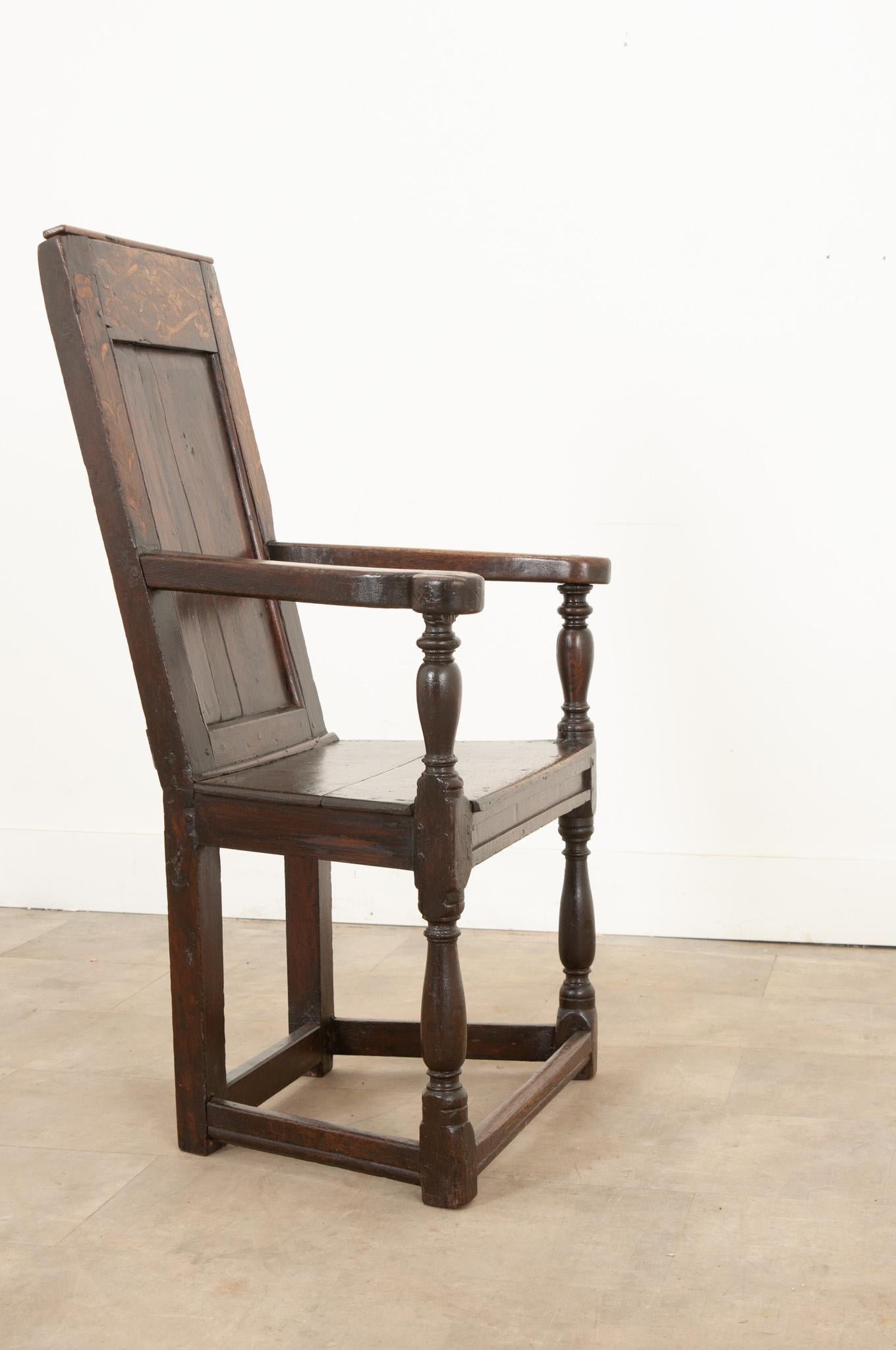 Wood English 18th Century Oak Wainscot Chair For Sale