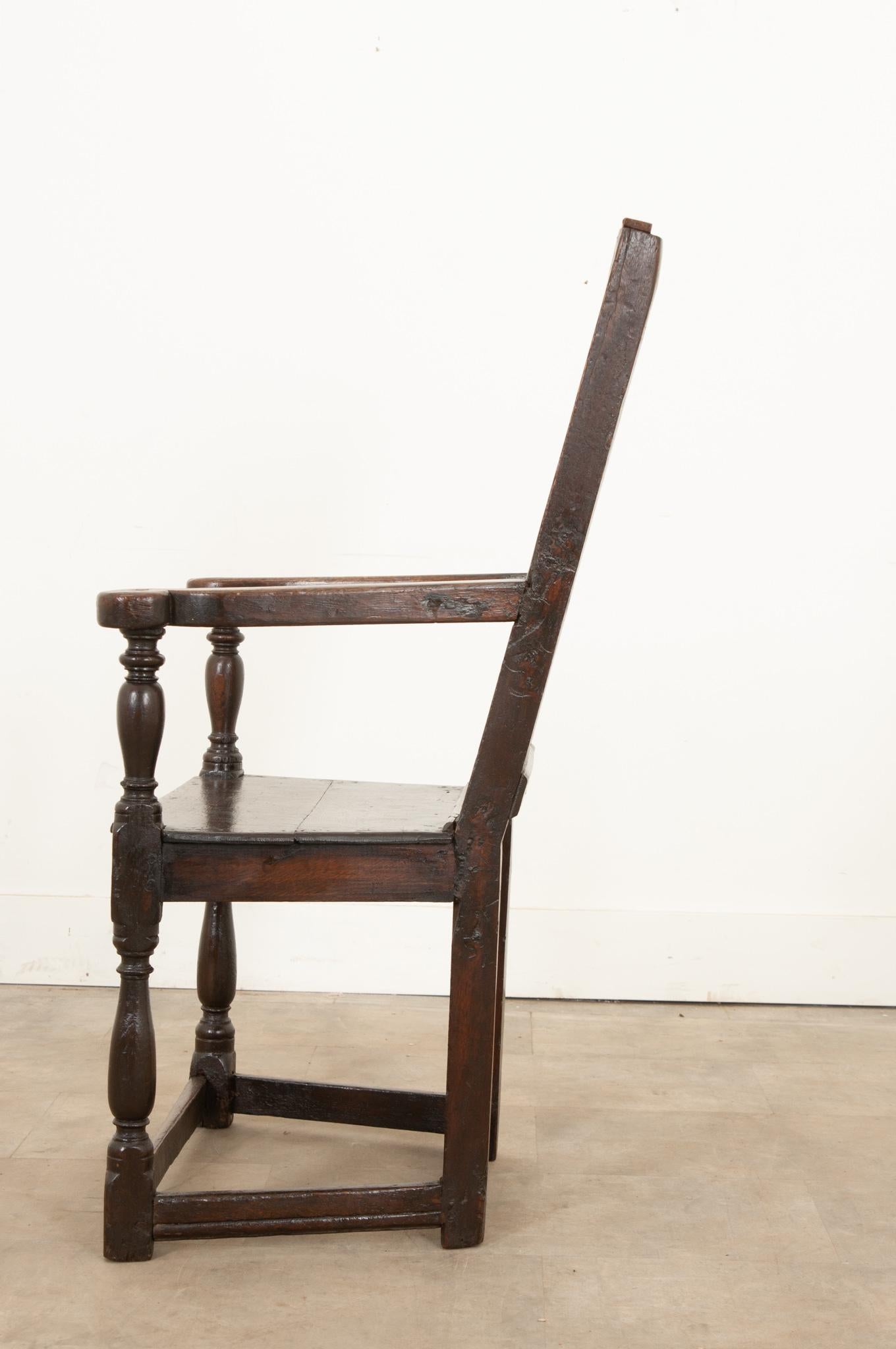 English 18th Century Oak Wainscot Chair For Sale 2