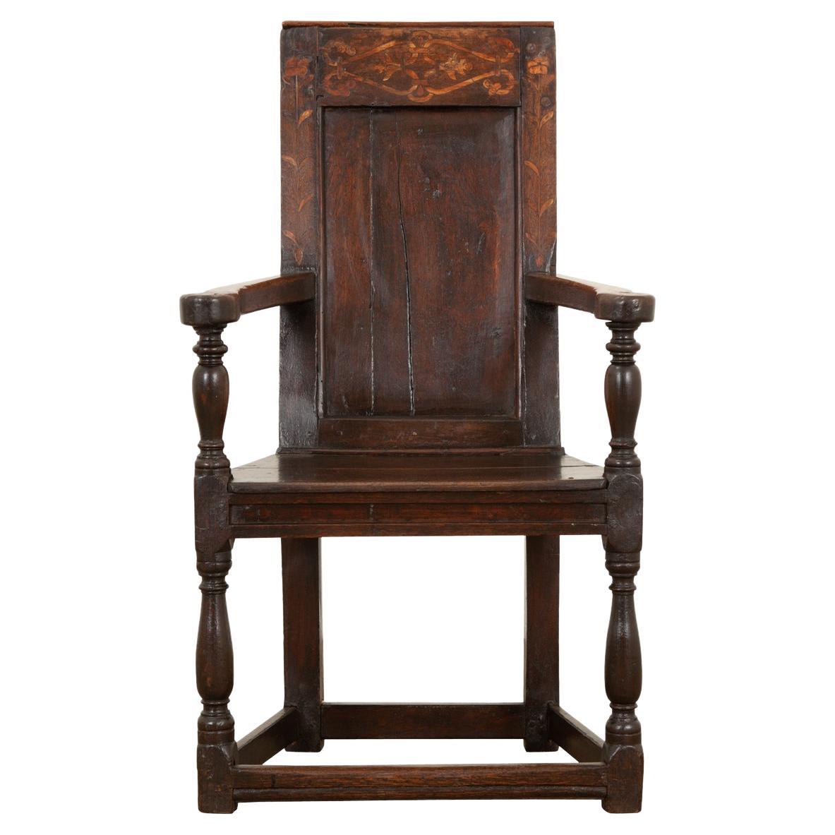 English 18th Century Oak Wainscot Chair For Sale