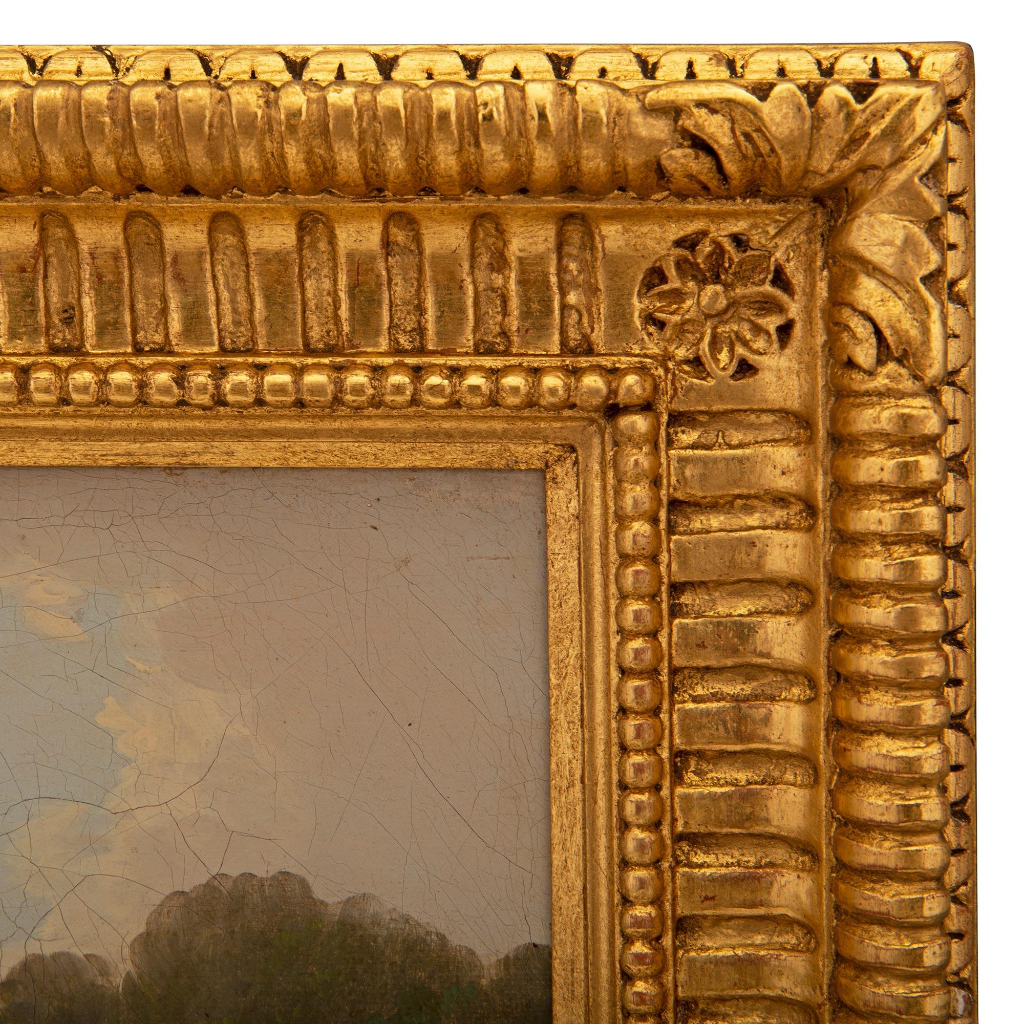 English 18th Century Oil On Canvas Painting Named Rosewood Castle In Good Condition For Sale In West Palm Beach, FL