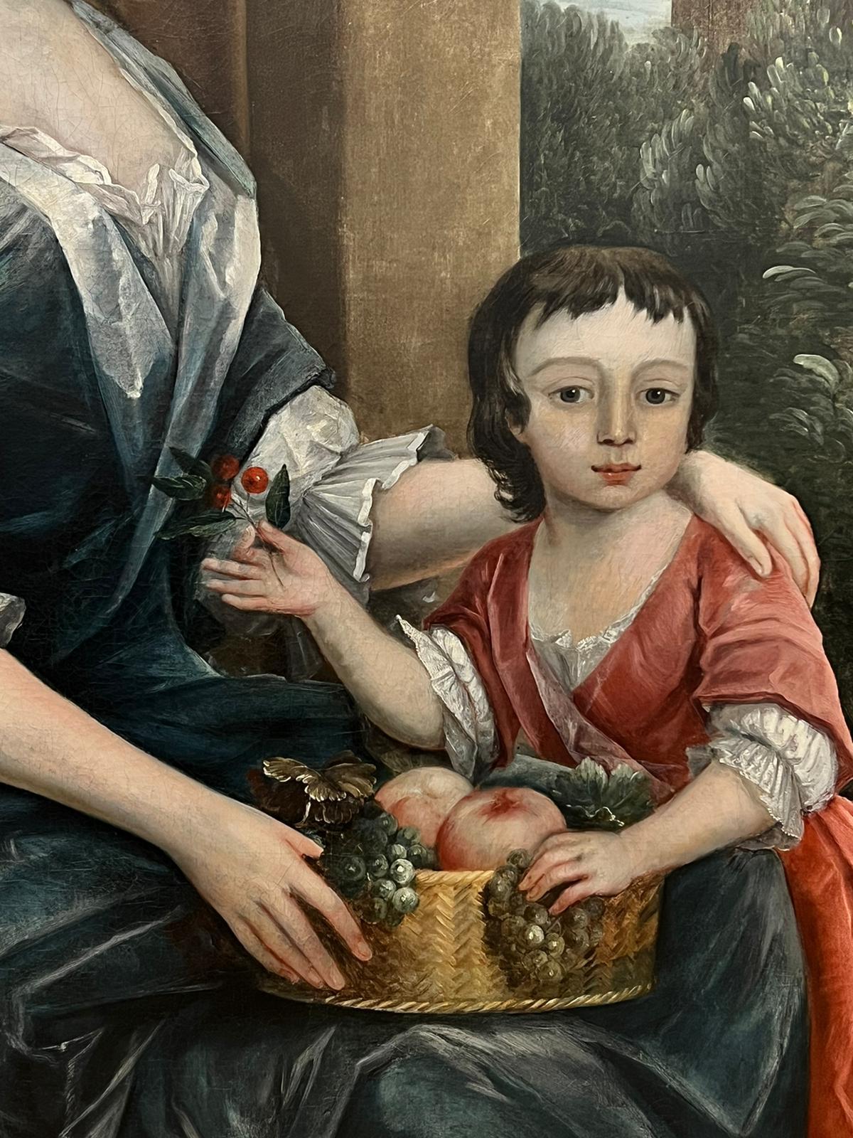 Grand portrait de mère et enfant de style aristocrate anglais du 18ème siècle, huile - Maîtres anciens Painting par English 18th Century
