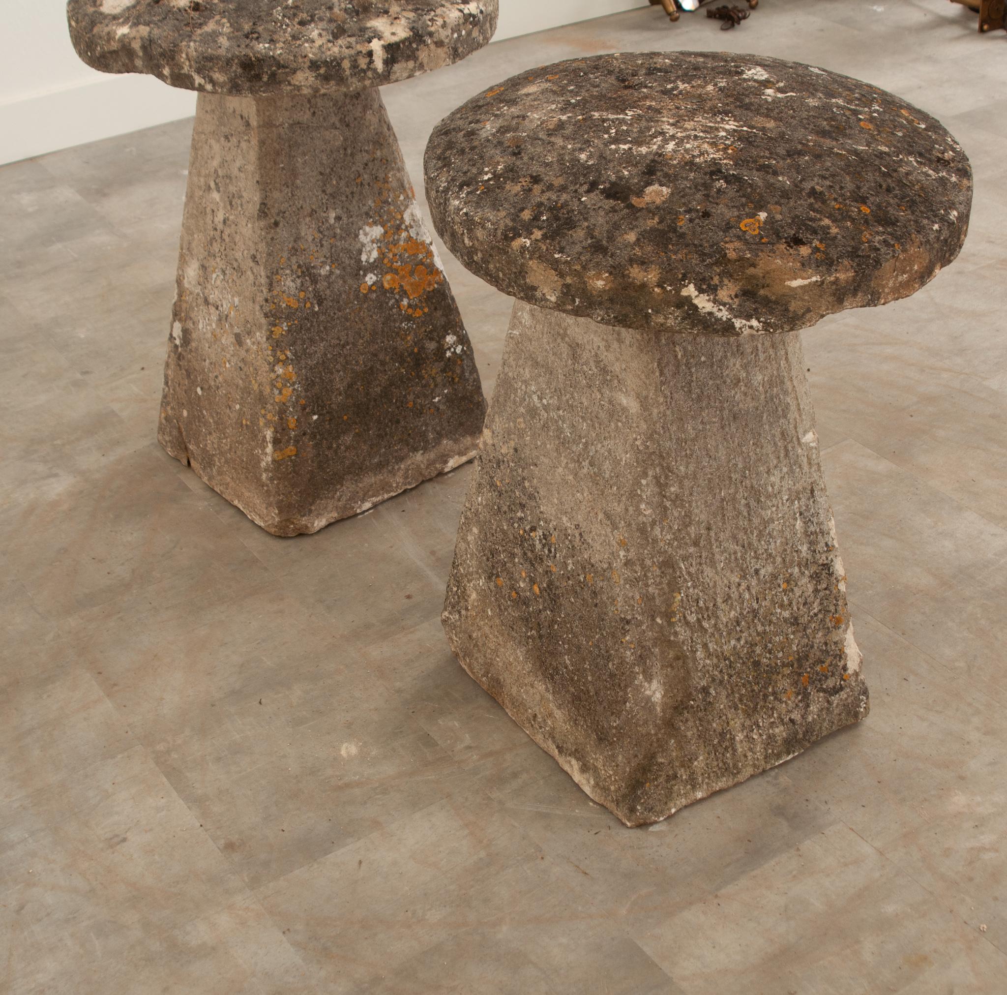Stone English 18th Century Pair of Staddlestones For Sale