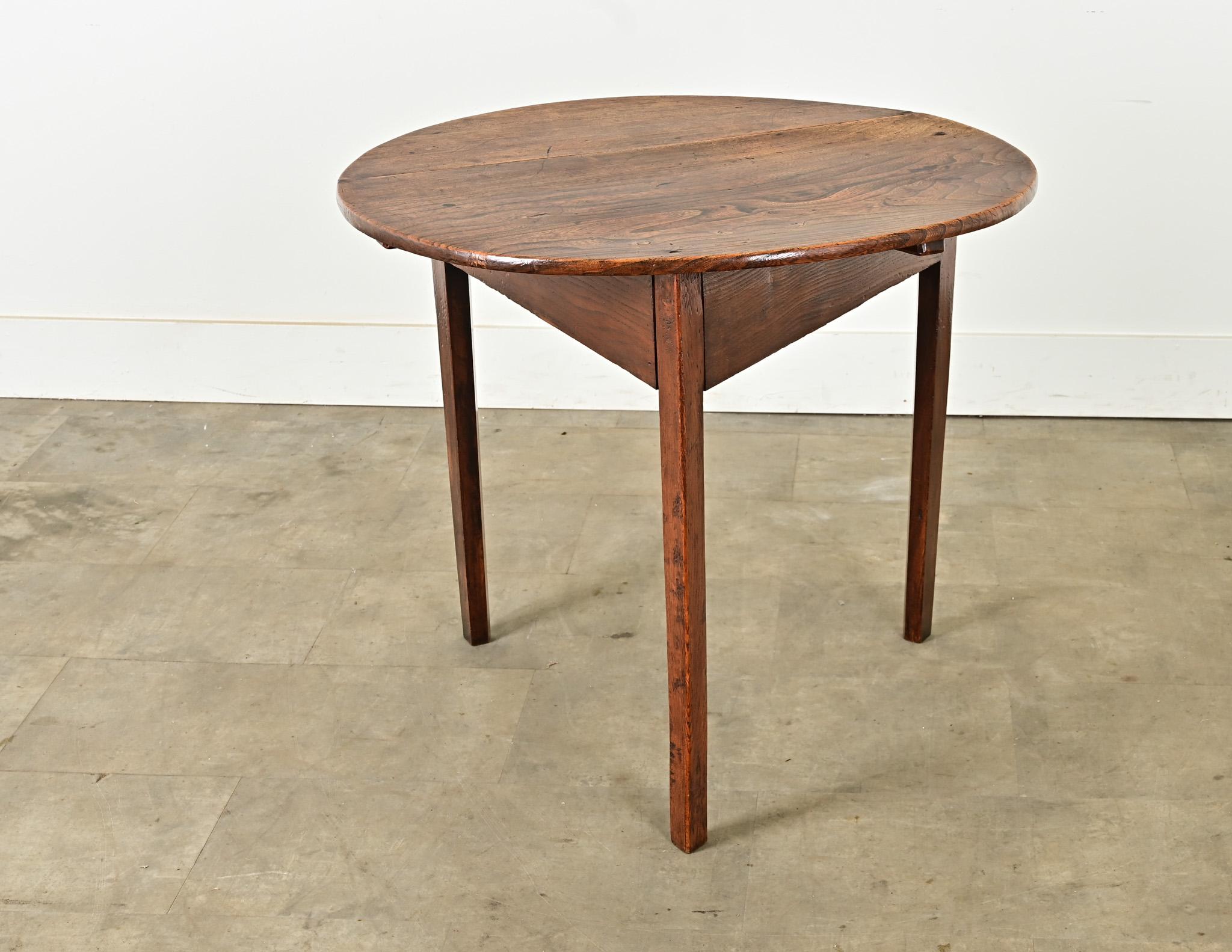 Hand-Carved English 18th Century Solid Elm Cricket Table