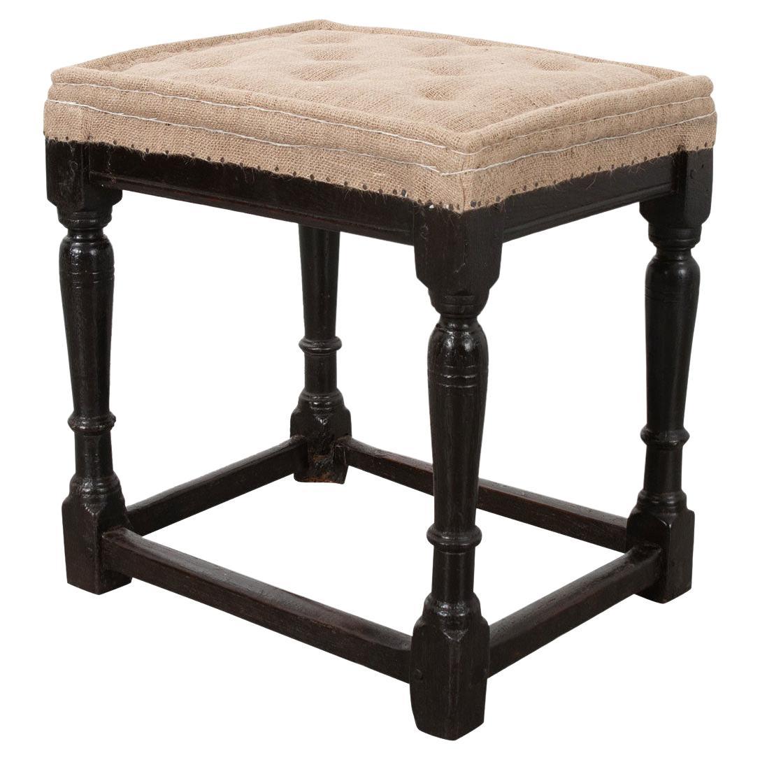 English 18th Century Stool Painted Black For Sale