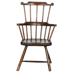 English 18th Century Vernacular Elm & Ash Comb-Back Windsor Chair