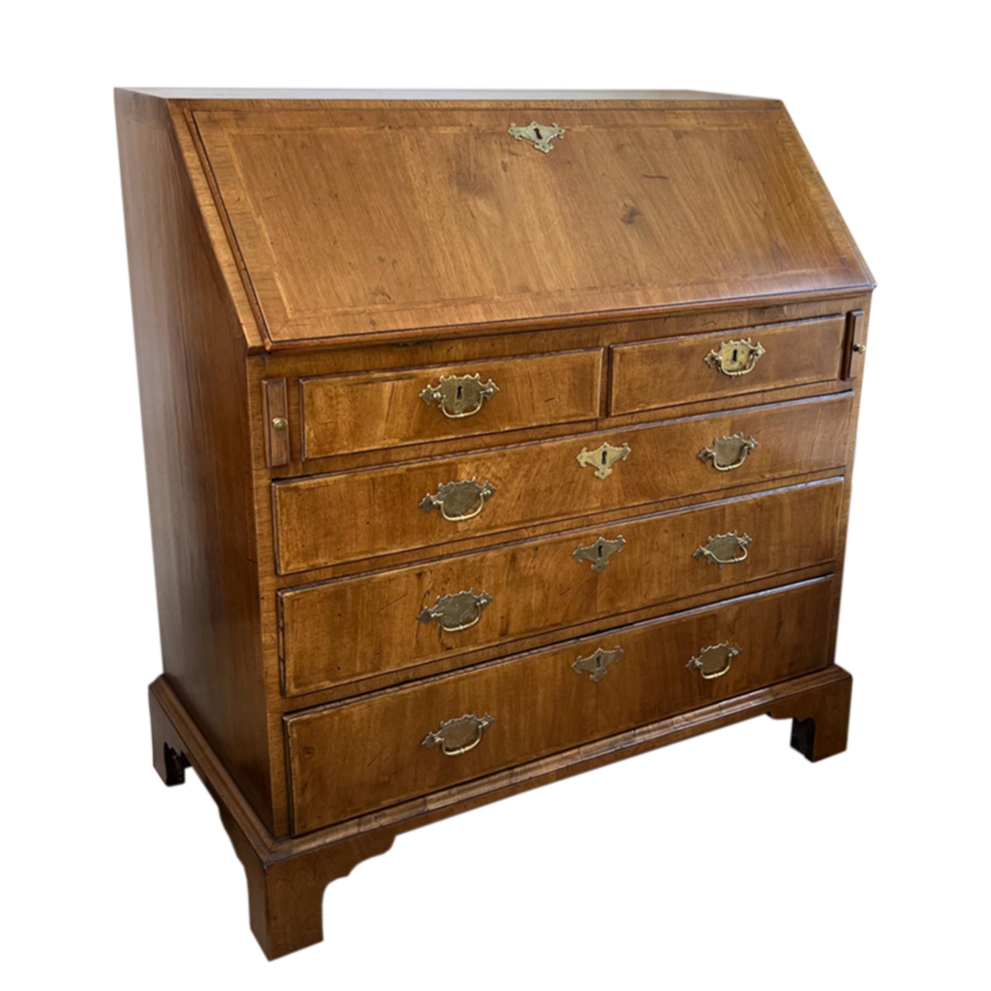 English 18th Century Walnut Bureau 1