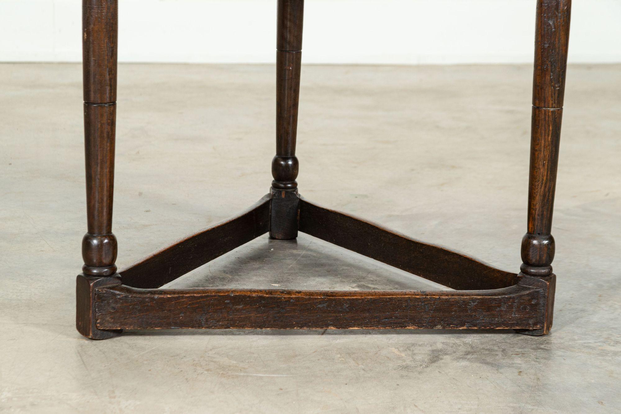 English 18thC Oak Cricket Table For Sale 1